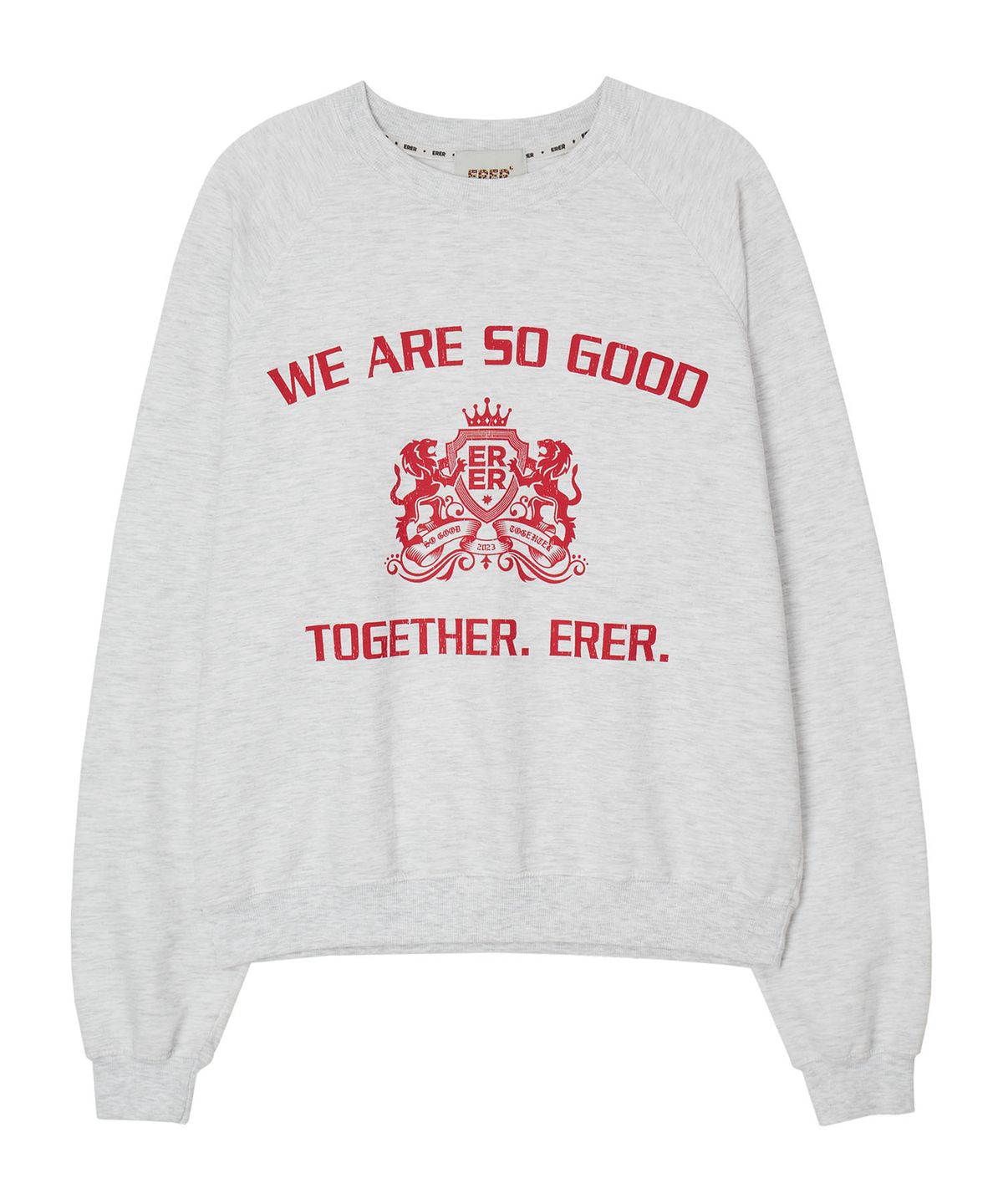 에르에르(ERER) College Vintage Raglan Sweatshirt Melange Gray