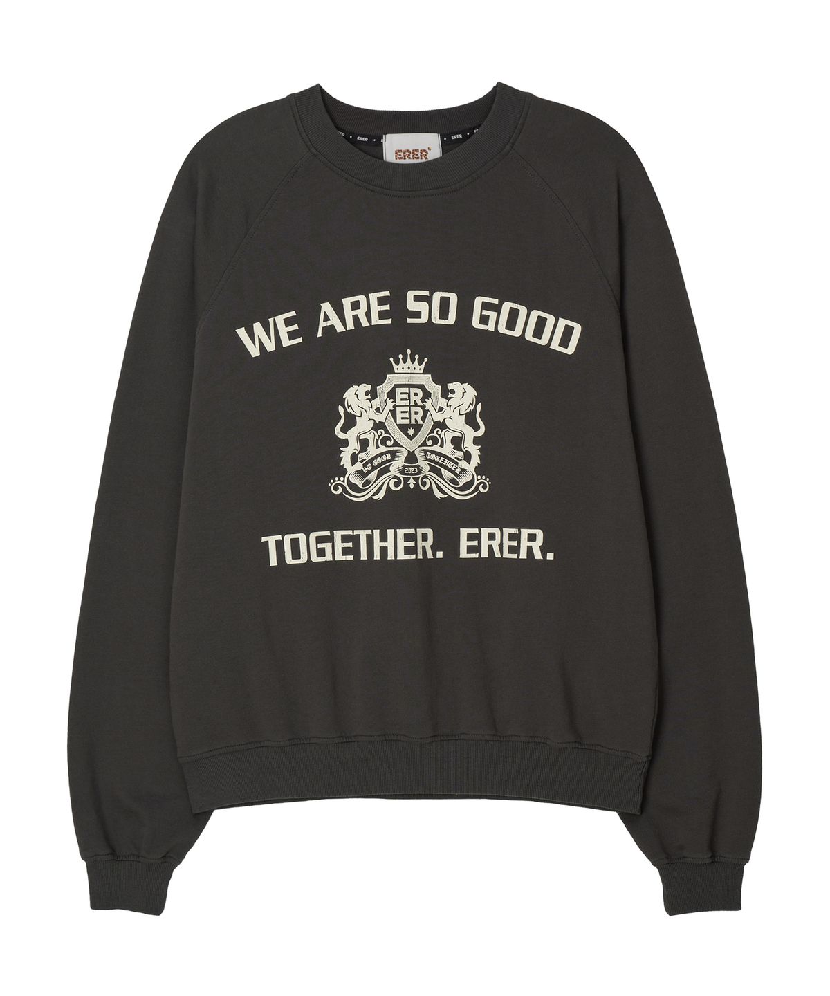 에르에르(ERER) College Vintage Raglan Sweatshirt Charcoal