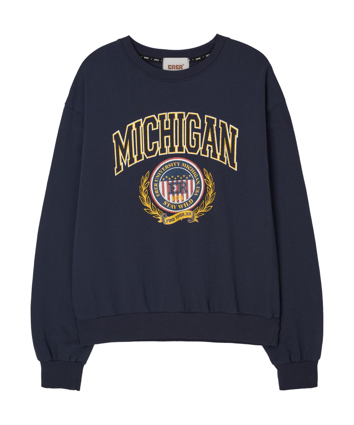 에르에르(ERER) Michigan Vintage Sweatshirt Navy