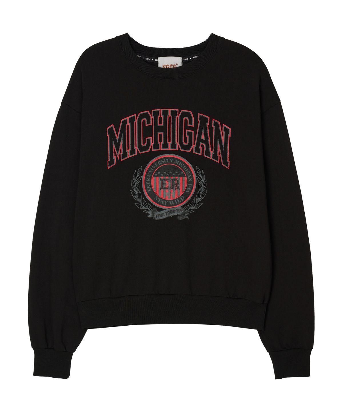 에르에르(ERER) Michigan Vintage Sweatshirt Black