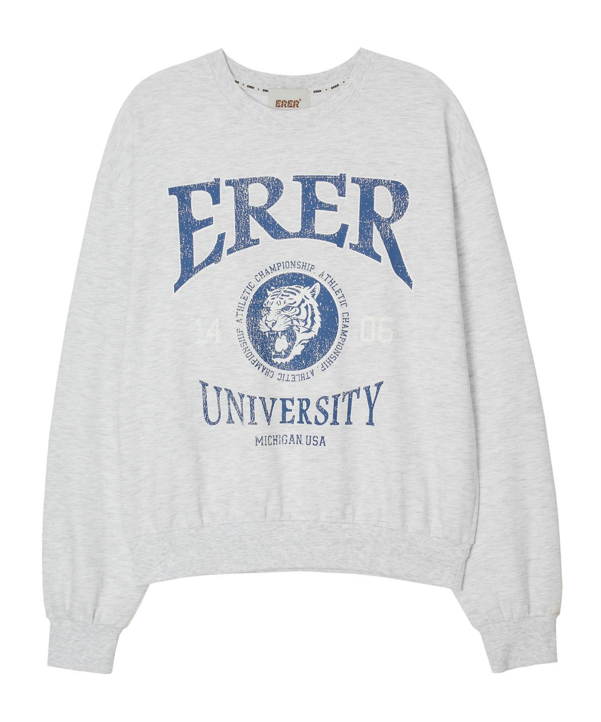 에르에르(ERER) Tiger Print Vintage Sweatshirt Melange Gray