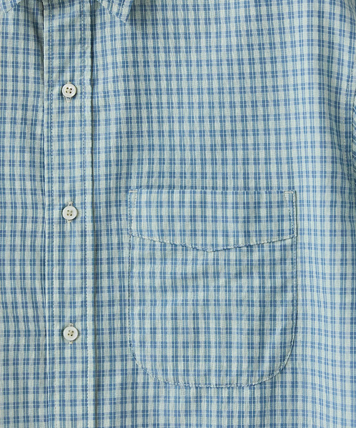 러프사이드(ROUGHSIDE) Unit Half Shirt Blue Check