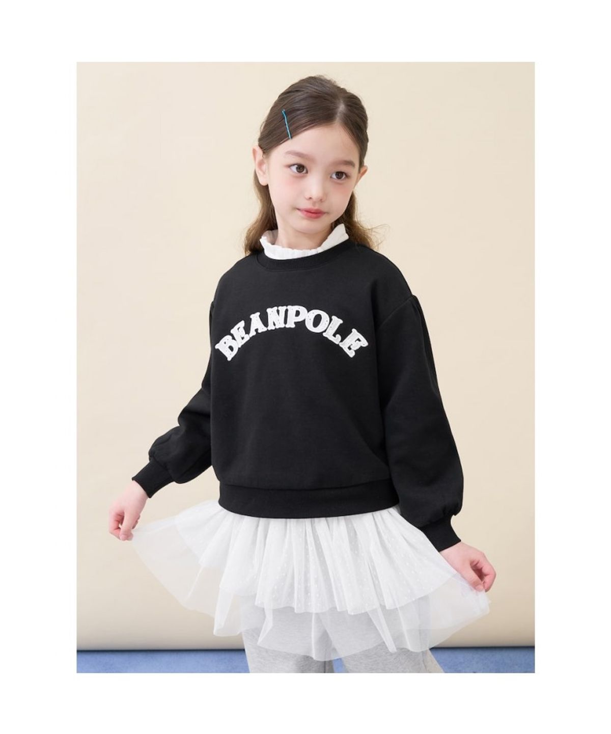 빈폴 키즈(BEANPOLE KIDS) 여아 빅 로고 포인트 스웨트 셔츠  블랙 (BI6141G085)
