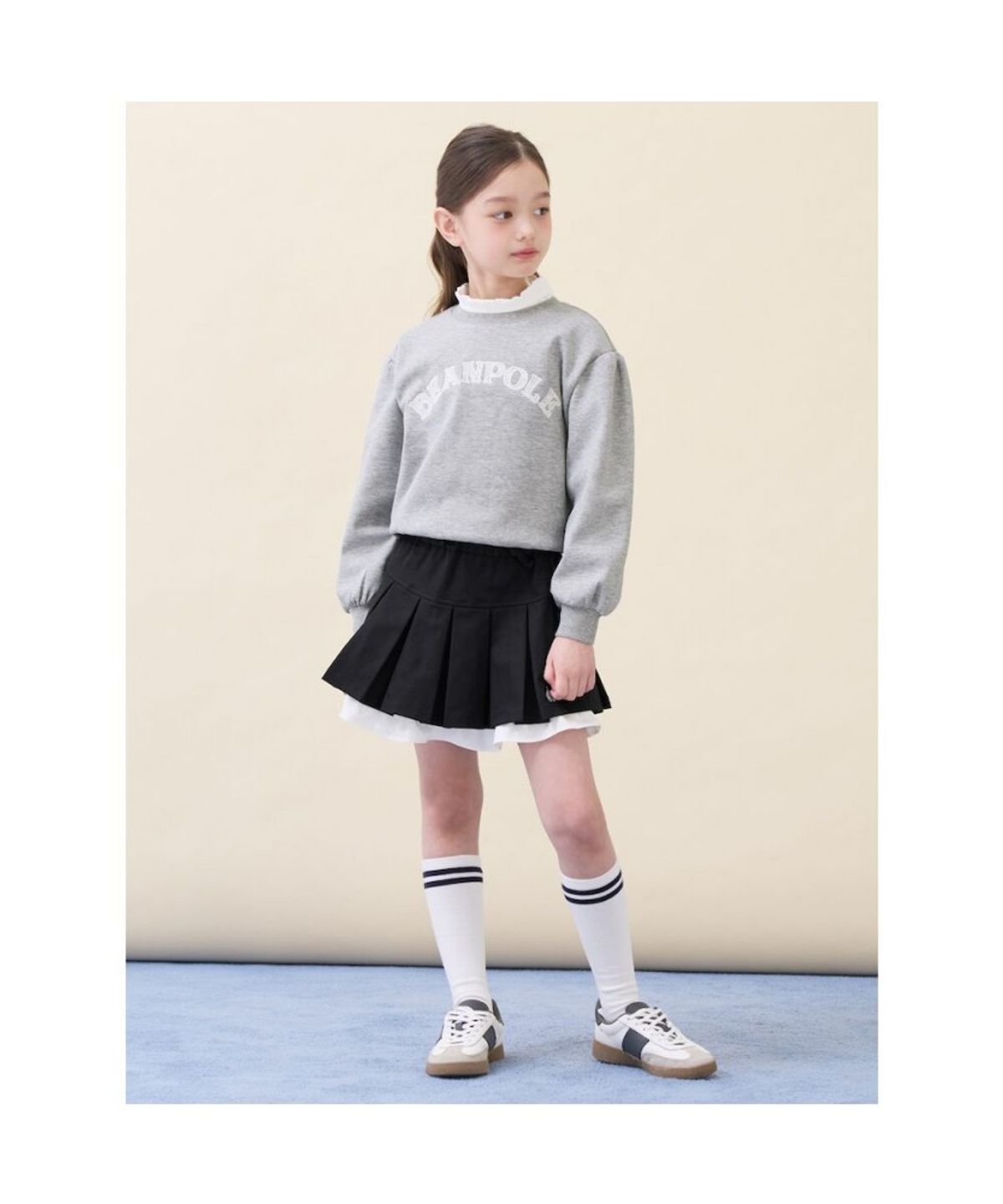 빈폴 키즈(BEANPOLE KIDS) 배색 플리츠 스커트  블랙 (BI6227G035)