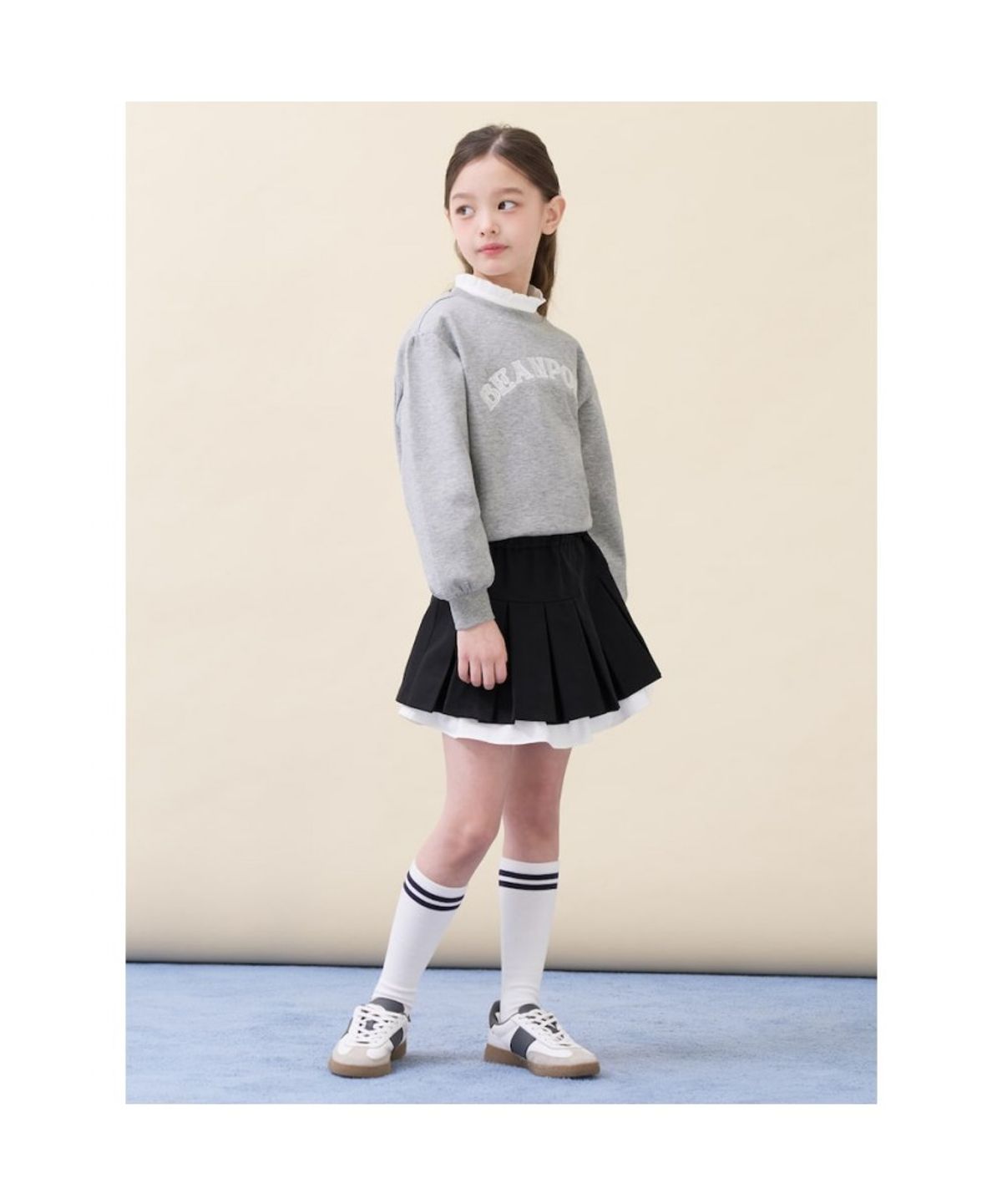 빈폴 키즈(BEANPOLE KIDS) 배색 플리츠 스커트  블랙 (BI6227G035)