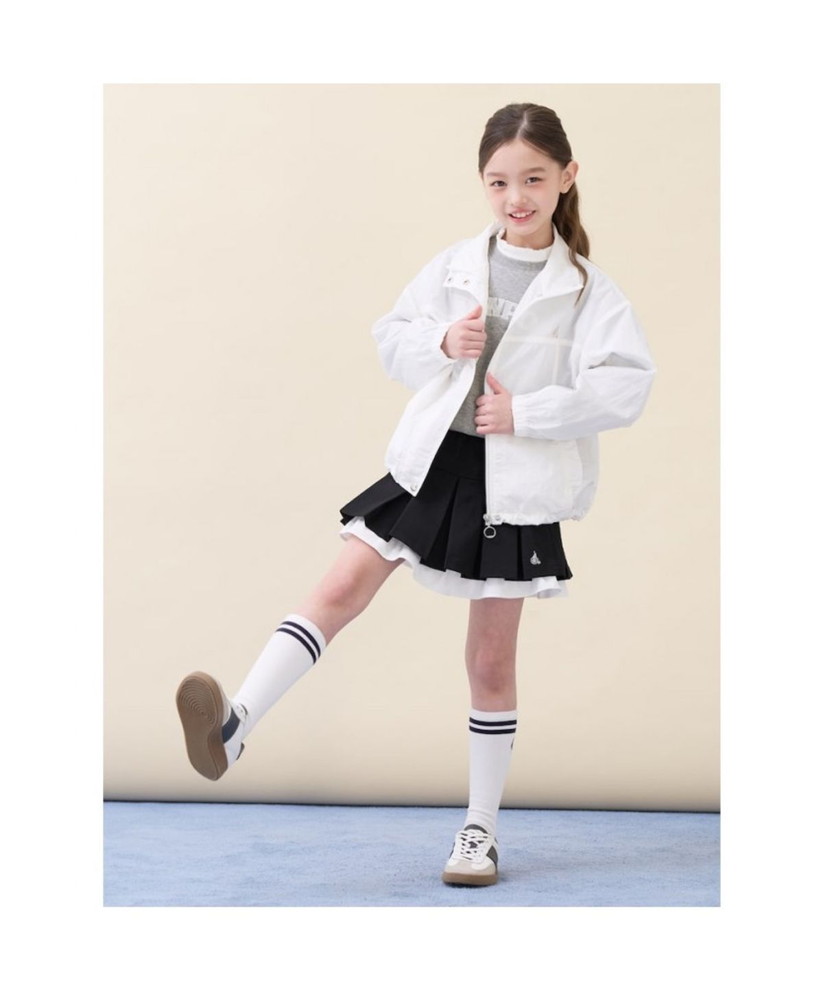 빈폴 키즈(BEANPOLE KIDS) 배색 플리츠 스커트  블랙 (BI6227G035)