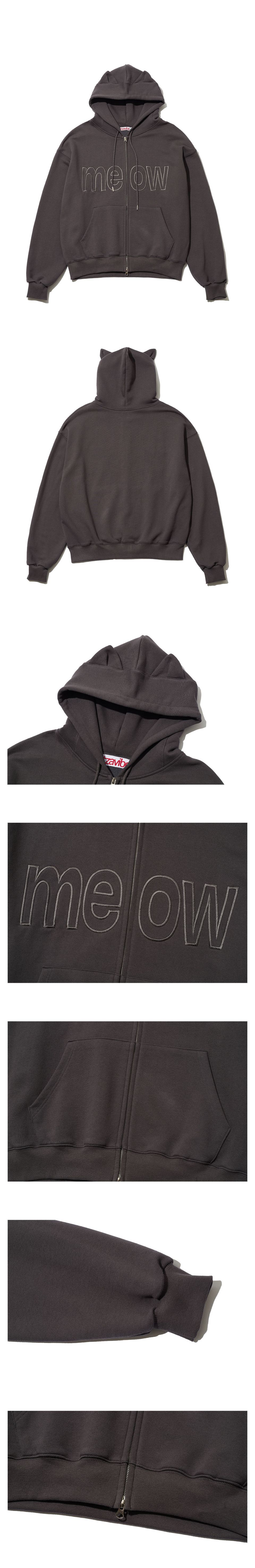 MUSINSA公式 | ITZAVIBE MEOW CAT EAR HOODIE ZIP UP - CHARCOAL