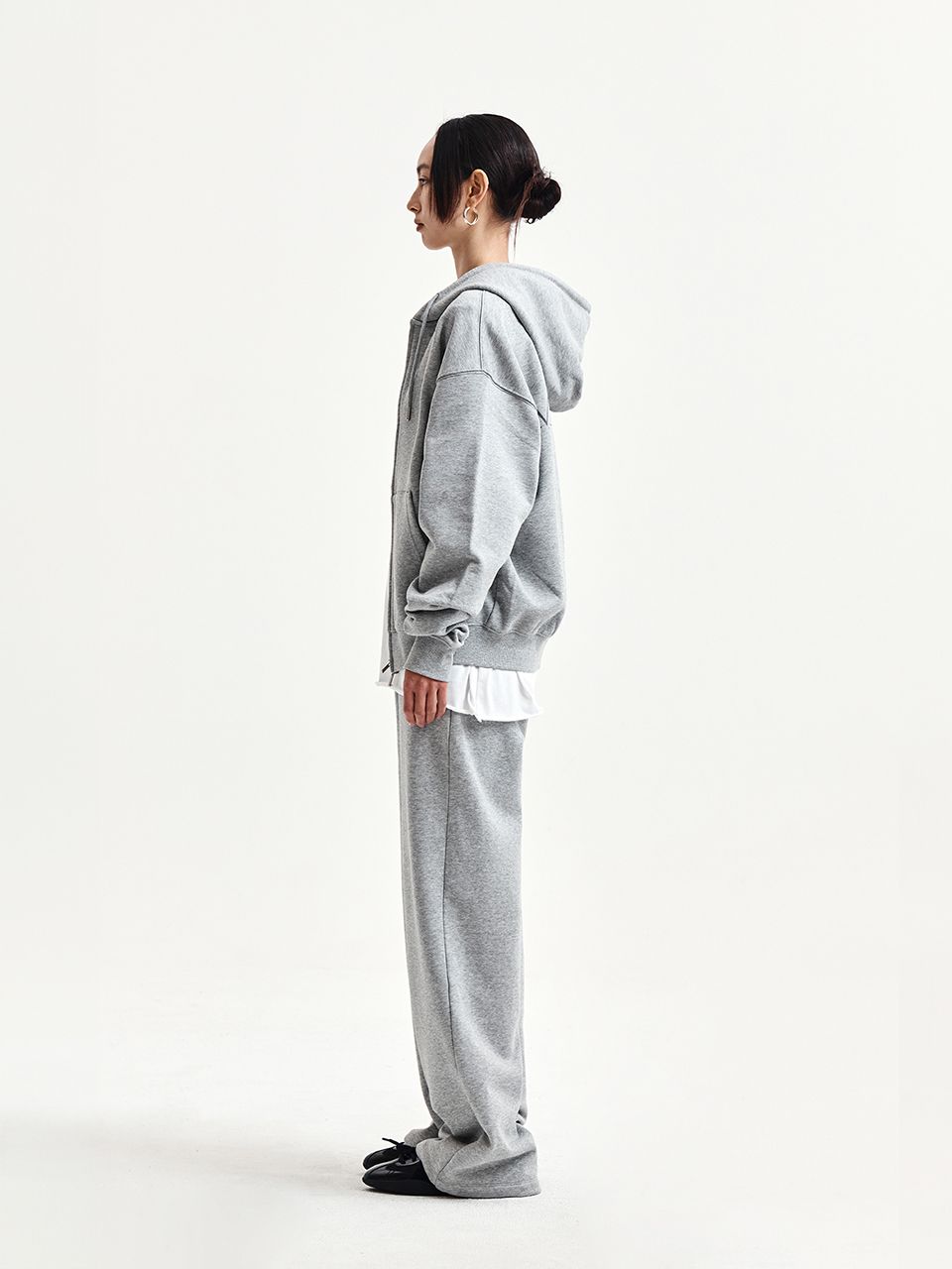 MUSINSA | MATIN KIM BACK LOGO ESSENTIAL HOODY ZIP UP IN GREY
