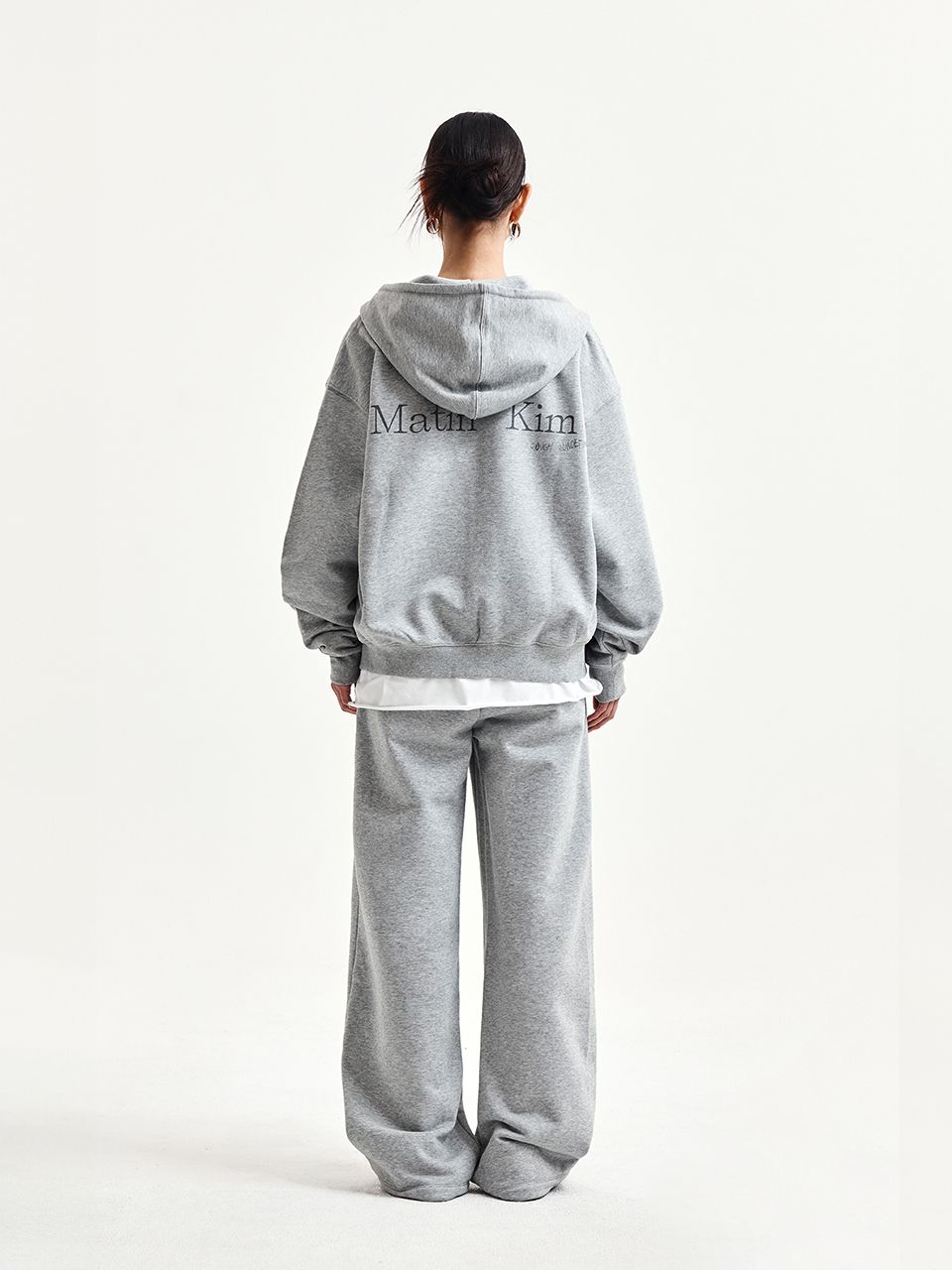 MUSINSA | MATIN KIM BACK LOGO ESSENTIAL HOODY ZIP UP IN GREY