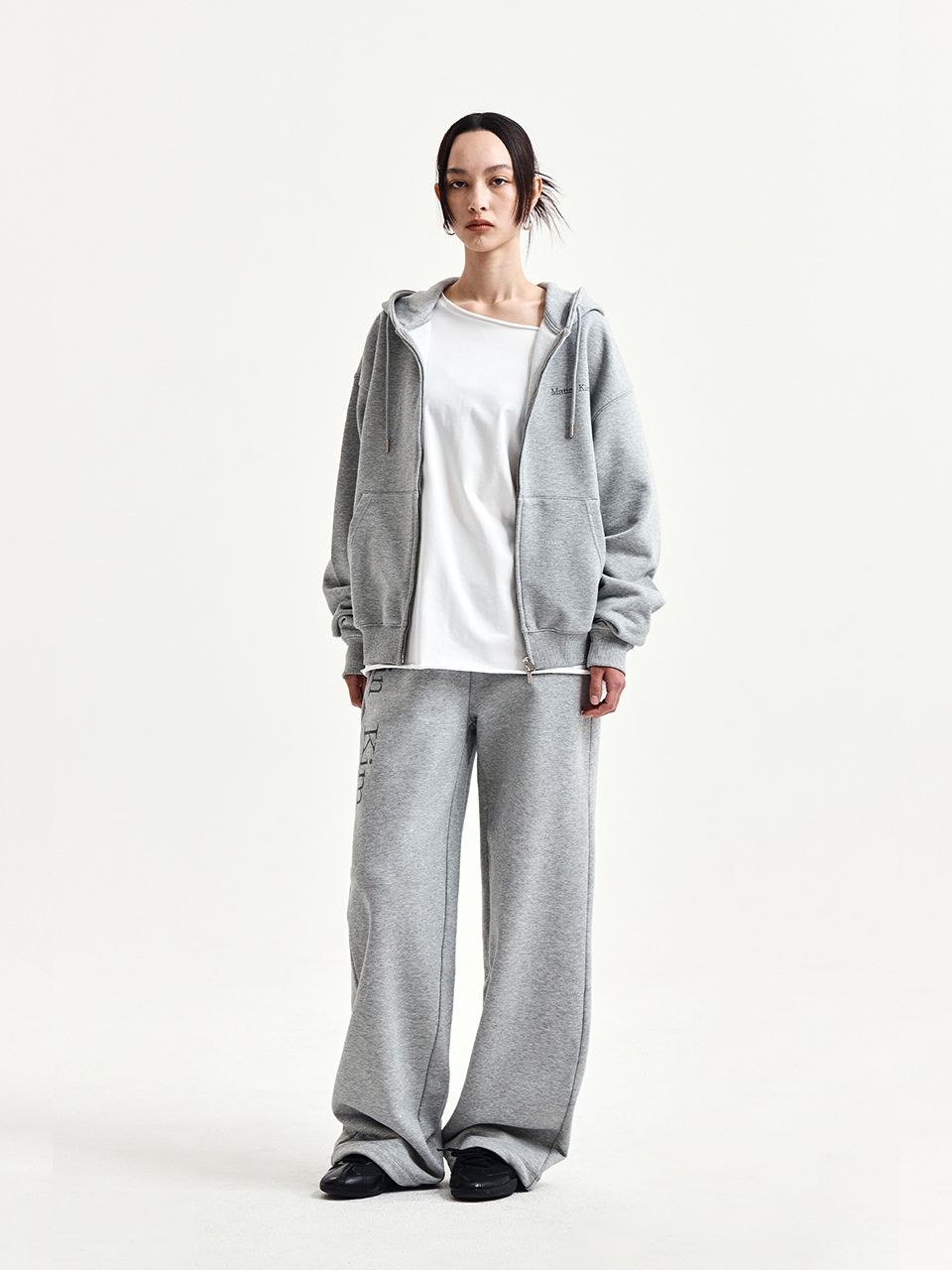MUSINSA | MATIN KIM BACK LOGO ESSENTIAL HOODY ZIP UP IN GREY