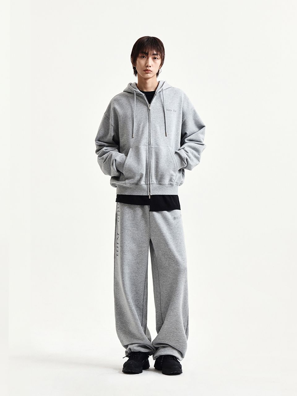 MUSINSA | MATIN KIM BACK LOGO ESSENTIAL HOODY ZIP UP IN GREY