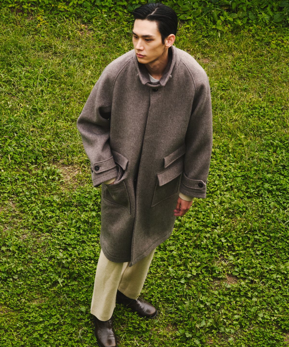 비베르데(VIIVERDE) Raglan Balmacaan Coat Brown