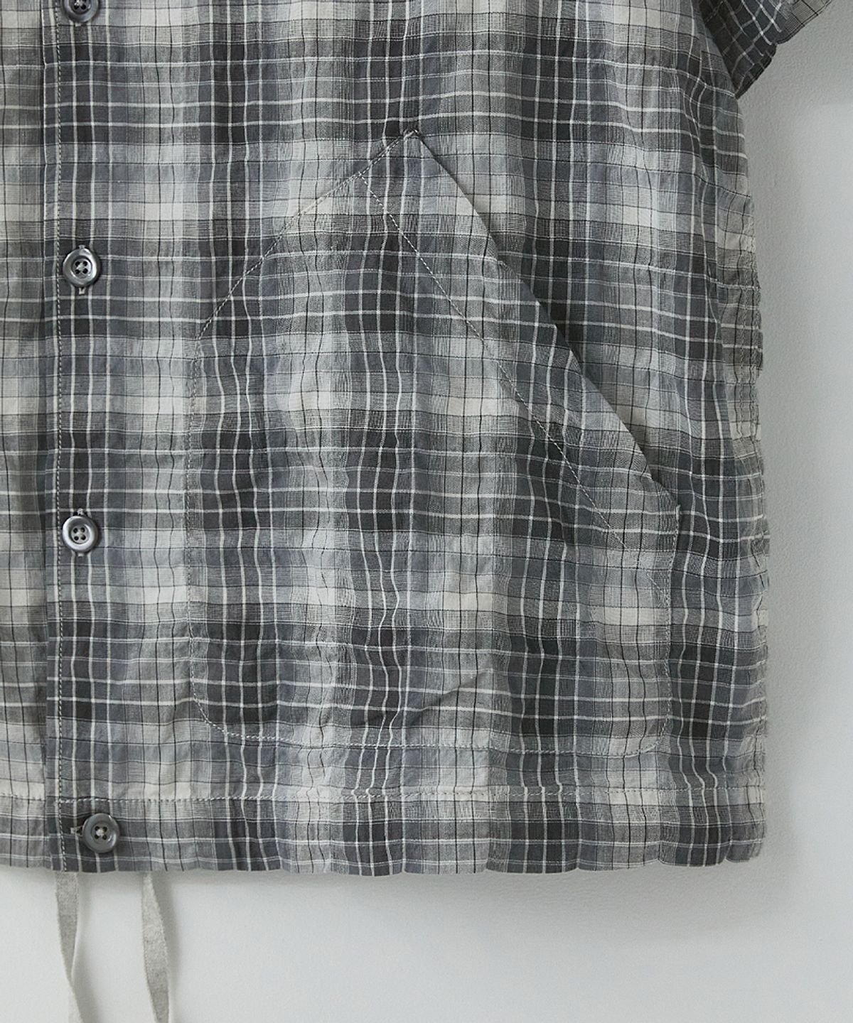 러프사이드(ROUGHSIDE) Balloon String Shirt Grey Check