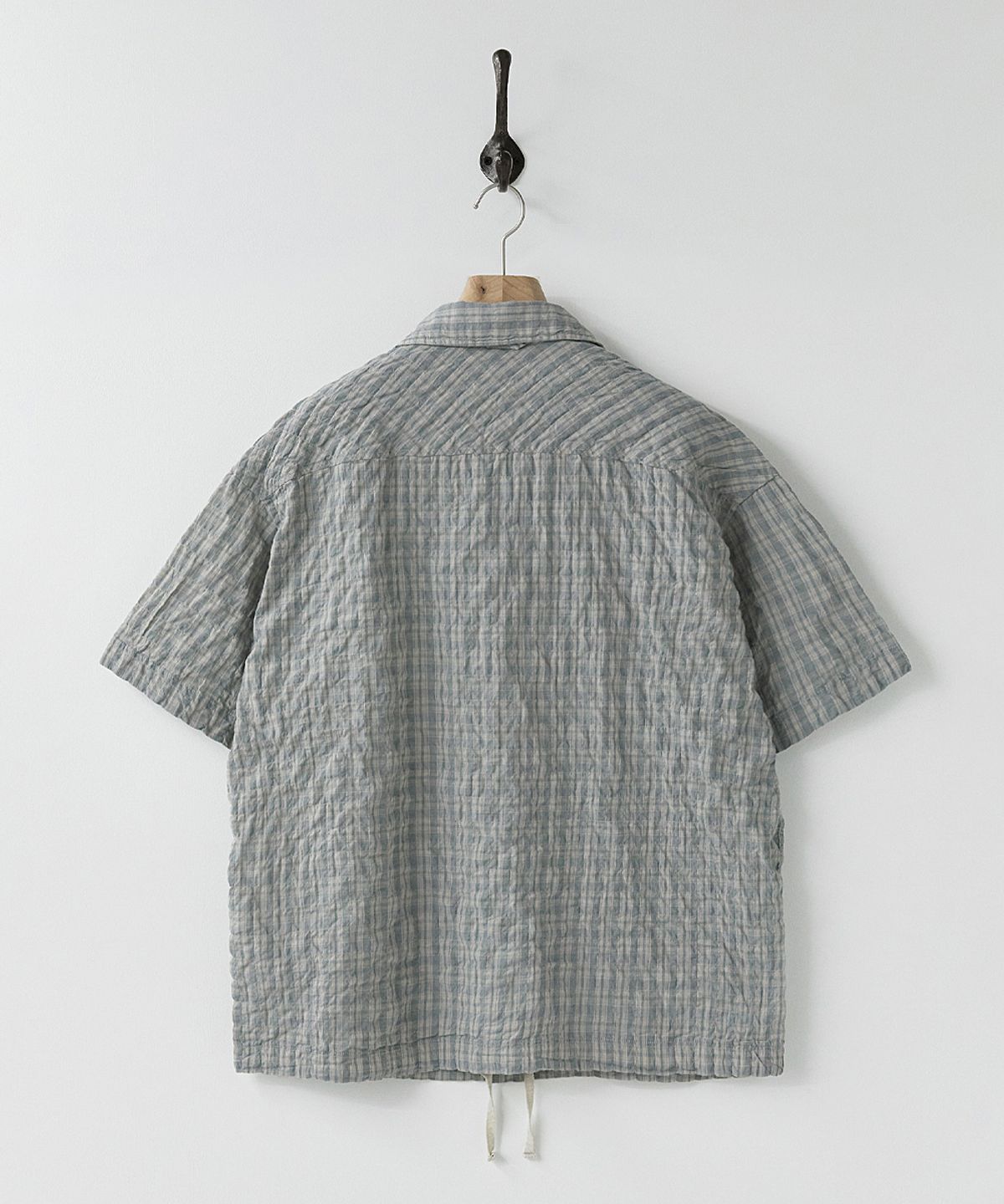 러프사이드(ROUGHSIDE) Balloon String Shirt Ash Blue Check