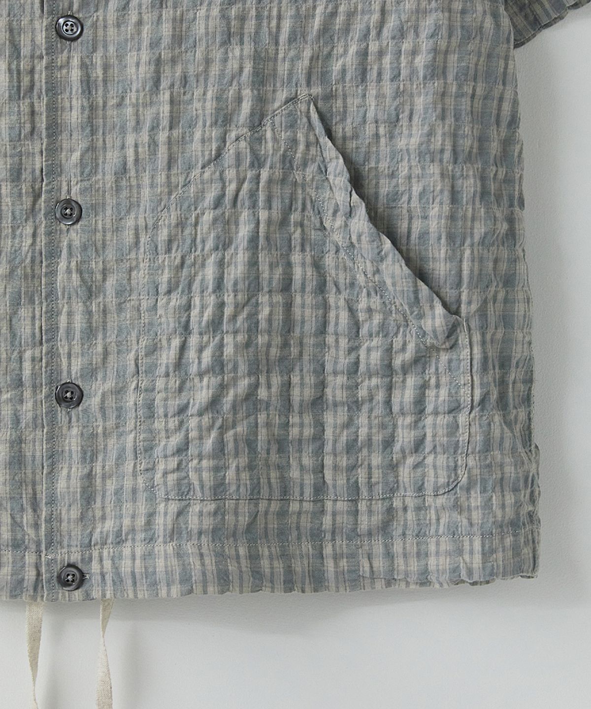 러프사이드(ROUGHSIDE) Balloon String Shirt Ash Blue Check