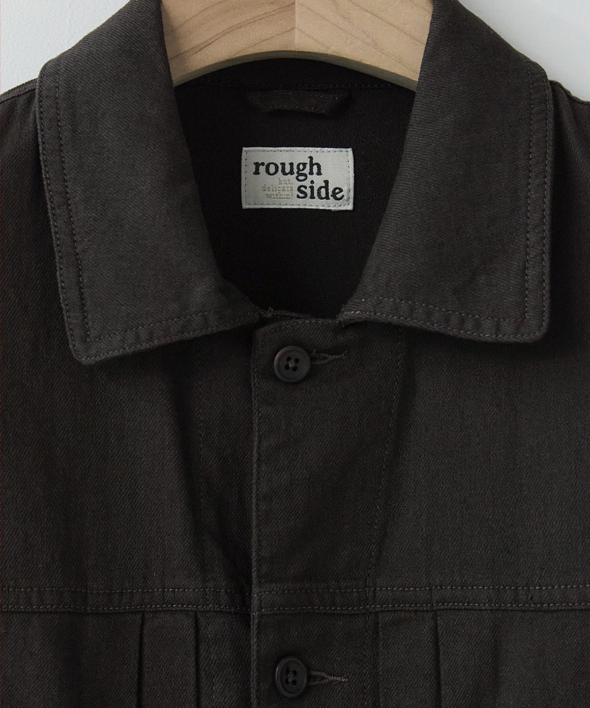 러프사이드(ROUGHSIDE) Trucker Half Shirt Jacket Ash Black