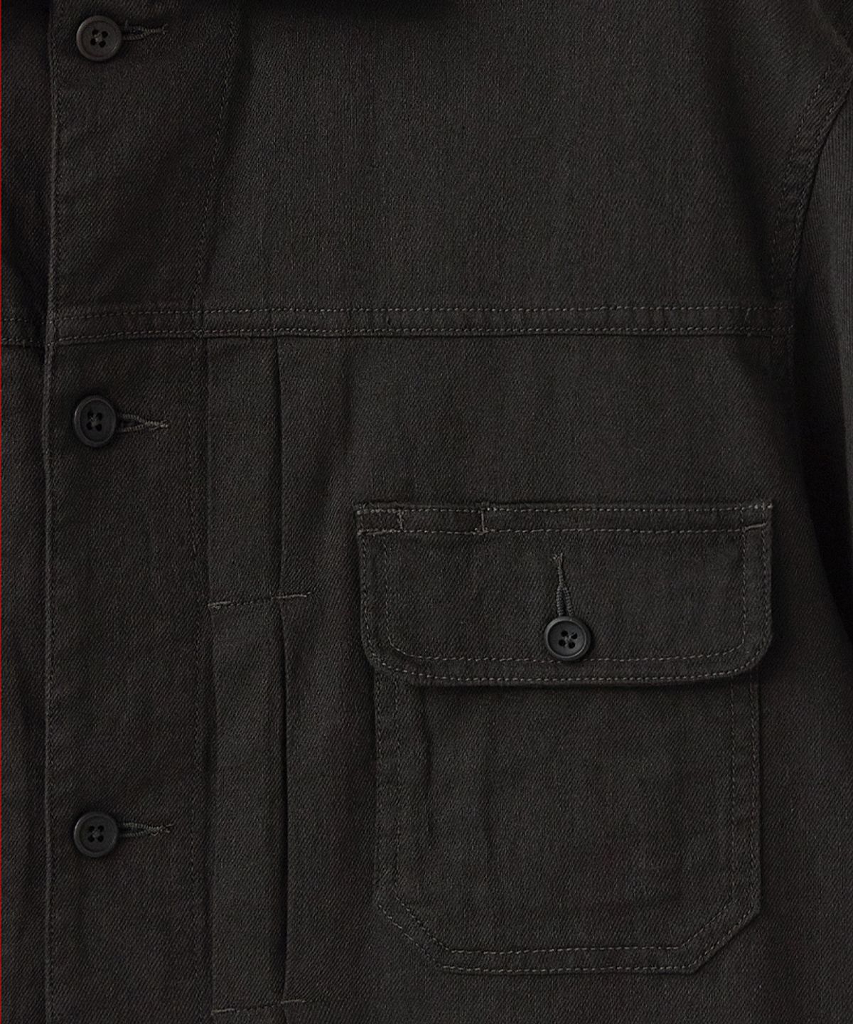러프사이드(ROUGHSIDE) Trucker Half Shirt Jacket Ash Black