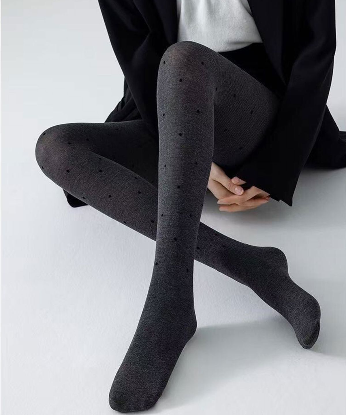 엔젤삭스(ANGEL SOCKS) 1327 벨벳도트 3D 회색 그레이 차콜 검정 면 땡땡이 팬티 타이즈 스타킹