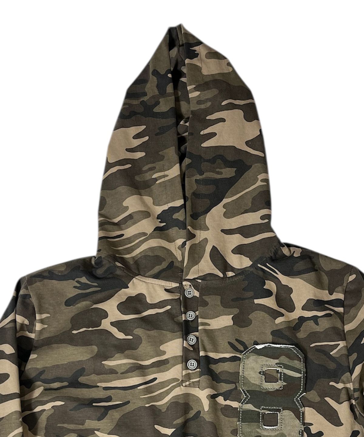 스케이터락(SK8ER ROCK) Camouflage 8 Henley Neck Hoodie ((beige))