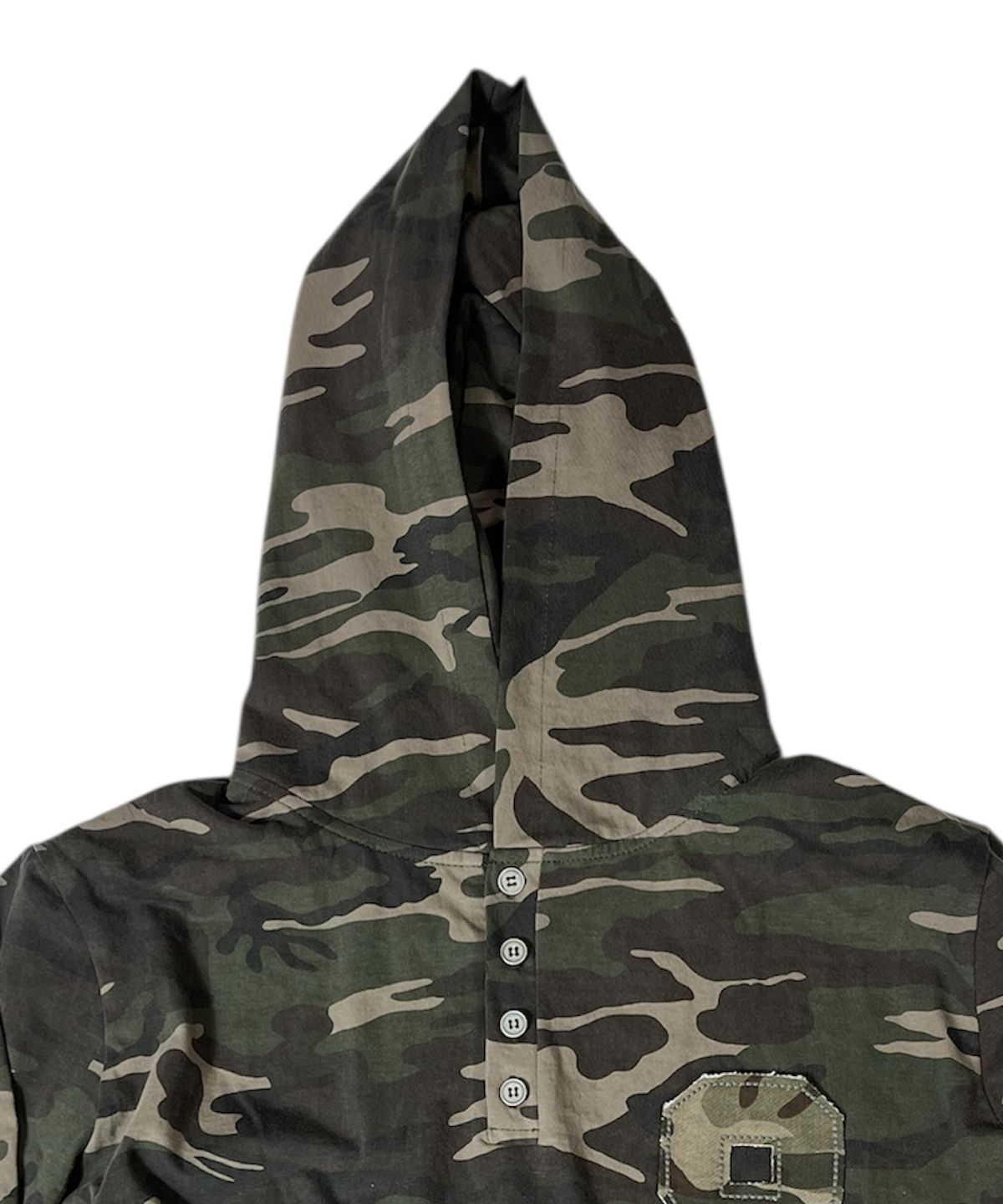 스케이터락(SK8ER ROCK) Camouflage 8 Henley Neck Hoodie ((khaki))