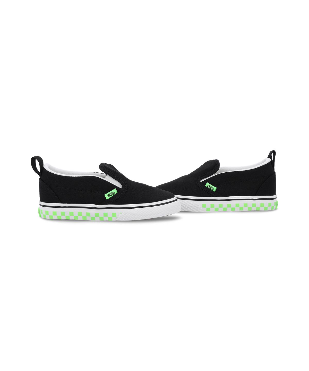 반스 키즈(VANS KIDS) 슬립온 V 토들러 - 글로우 블랙/그린 / VN000D0SFBL1