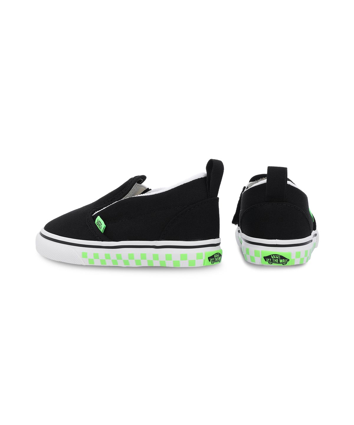 반스 키즈(VANS KIDS) 슬립온 V 토들러 - 글로우 블랙/그린 / VN000D0SFBL1