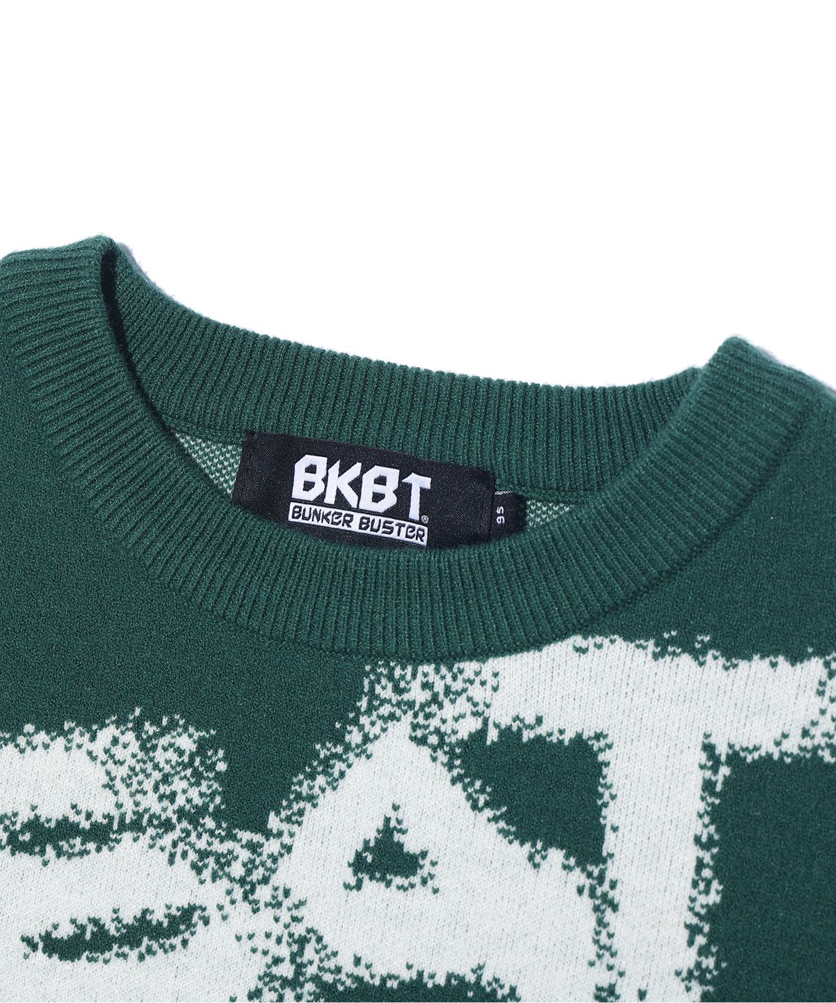 벙커버스터(BUNKERBUSTER) 레터링 망점 풀오버 니트  MQ1SU042_DARK GREEN