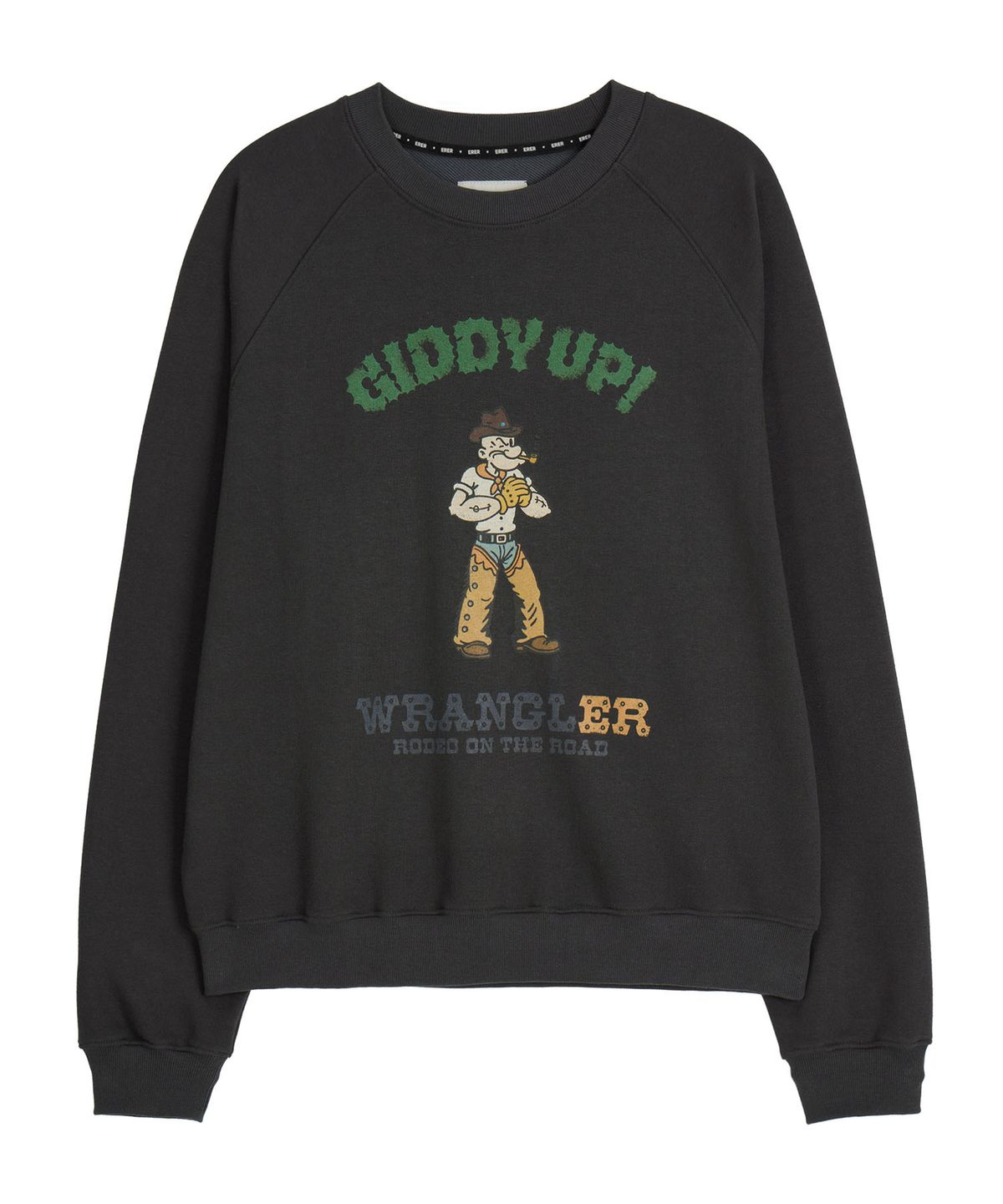 에르에르(ERER) Popeye Vintage Raglan Sweatshirt Charcoal