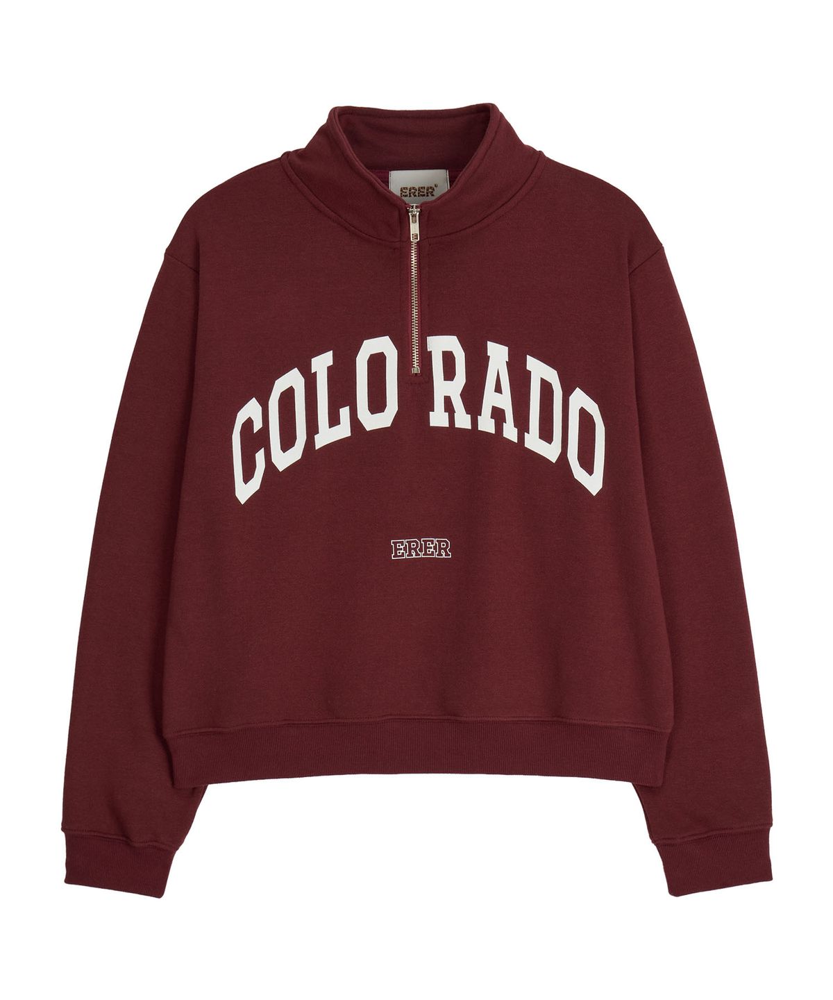 에르에르(ERER) Cropped Half Zip-up Colorado Sweatshirt Wine
