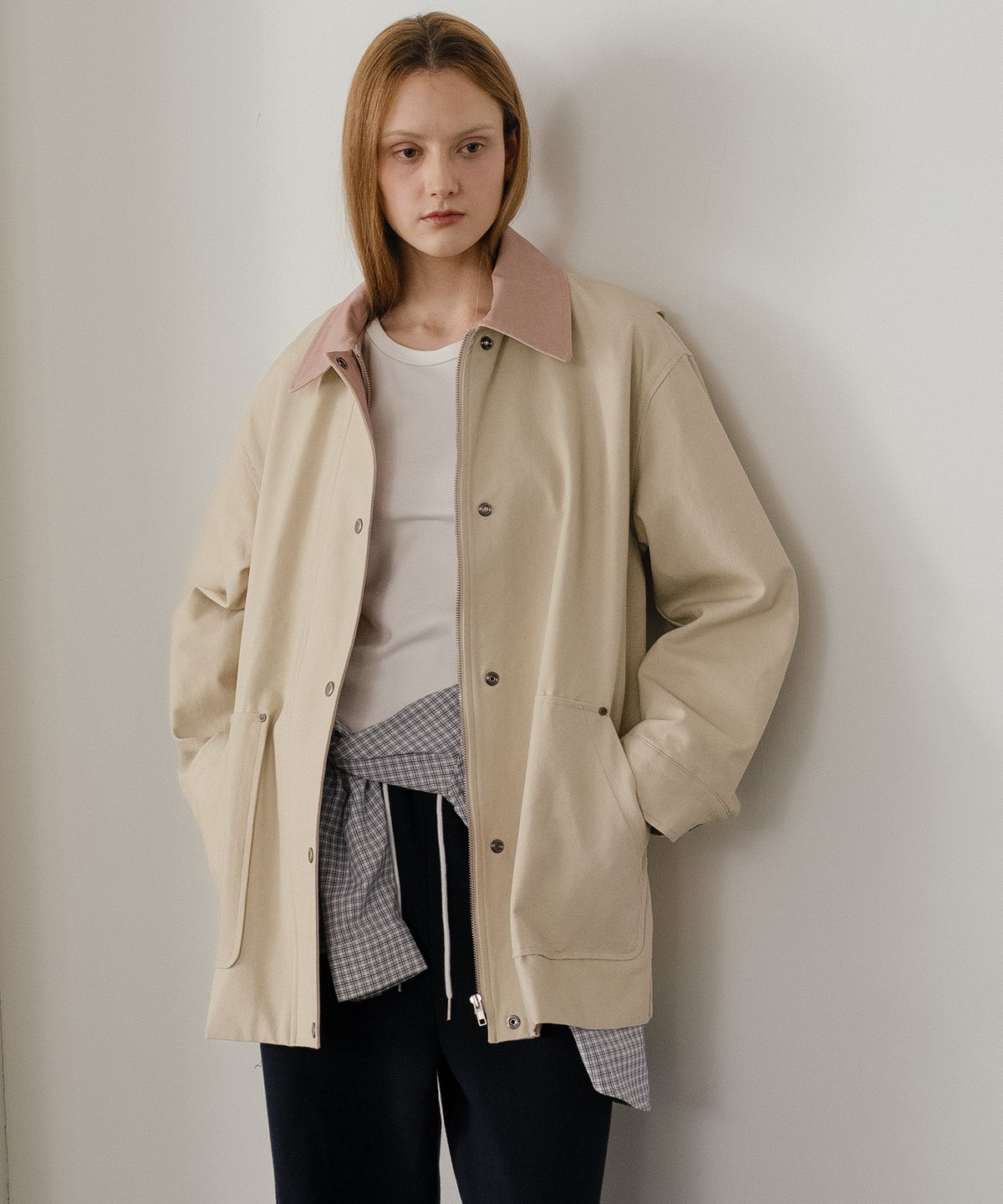 노운베러(KNOWNBETTER) Collar half work jacket [KNSS05JK01]_Beige