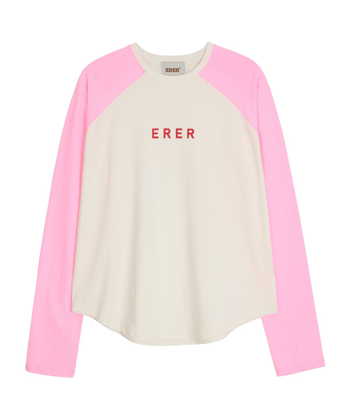에르에르(ERER) Logo Raglan long-sleeved T-shirt Pink