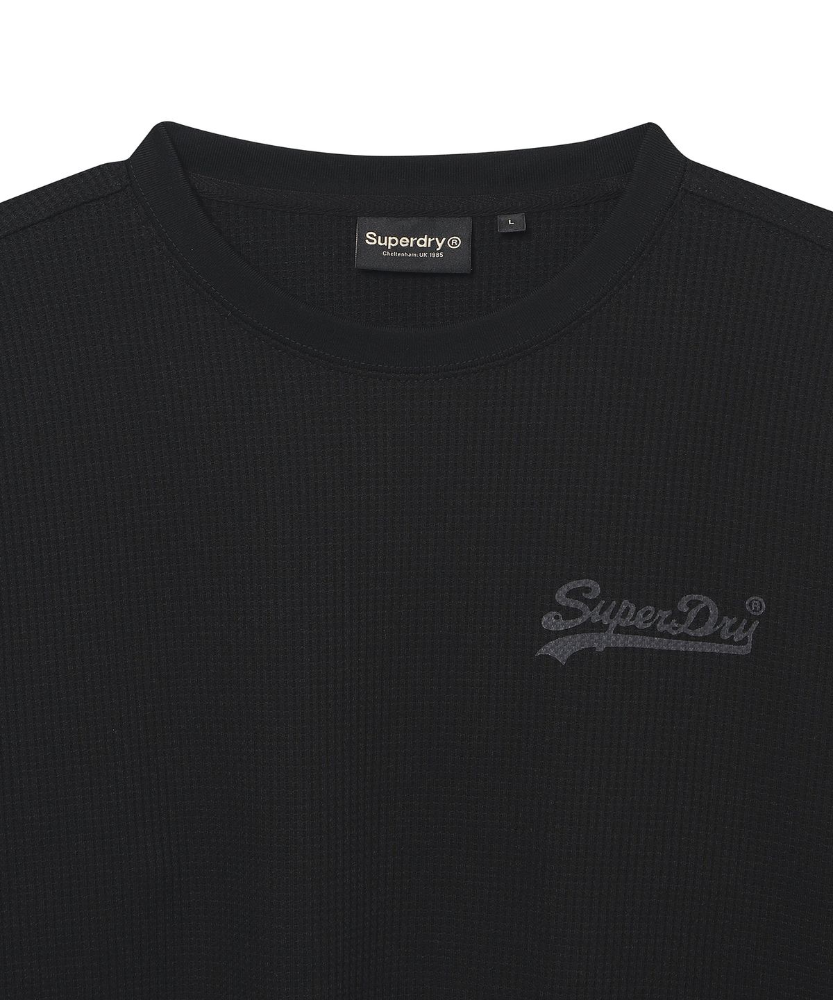 슈퍼드라이(SUPERDRY) 와플 롱슬리브 티셔츠 블랙 SDUILAQ04BLK