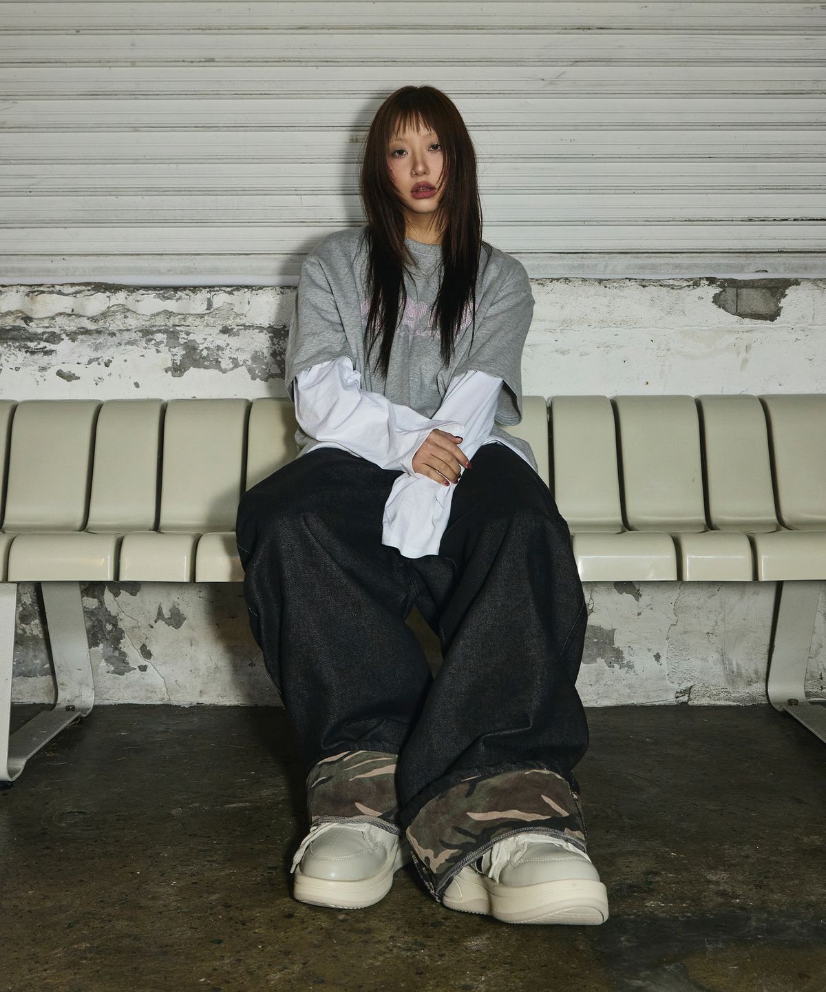 스켈리웩(SCALLYWAG) 롤업 생지 데님 팬츠[카모]