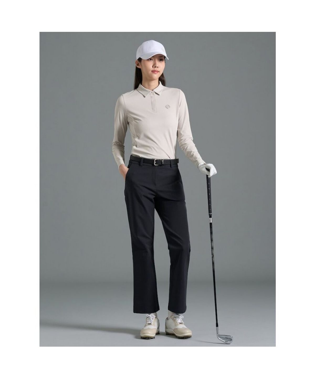 빈폴골프(BEANPOLE GOLF) [B_under] 여성 텍스처 믹스 칼라 긴소매 티셔츠  베이지