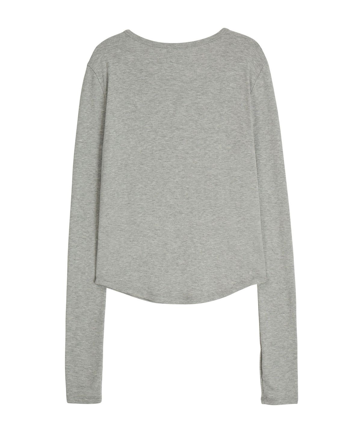 에르에르(ERER) Henley Neck Soft T-shirt Melange Gray