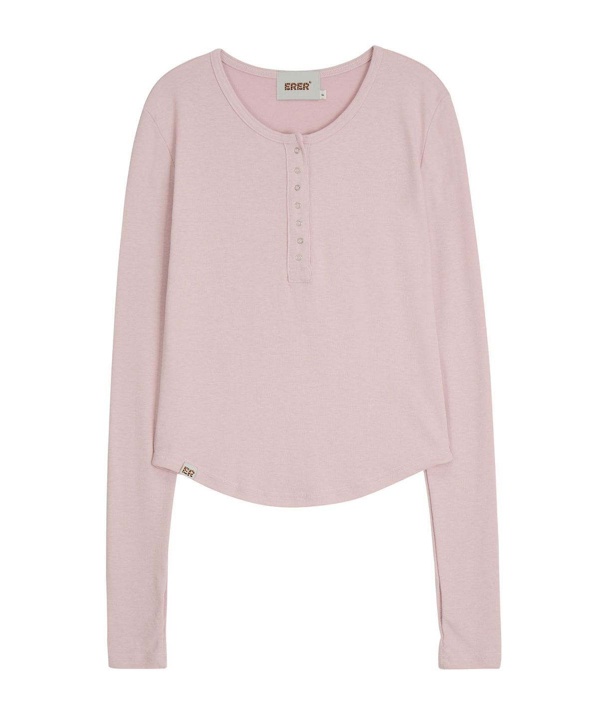 에르에르(ERER) Henley Neck Soft T-shirt Light Pink