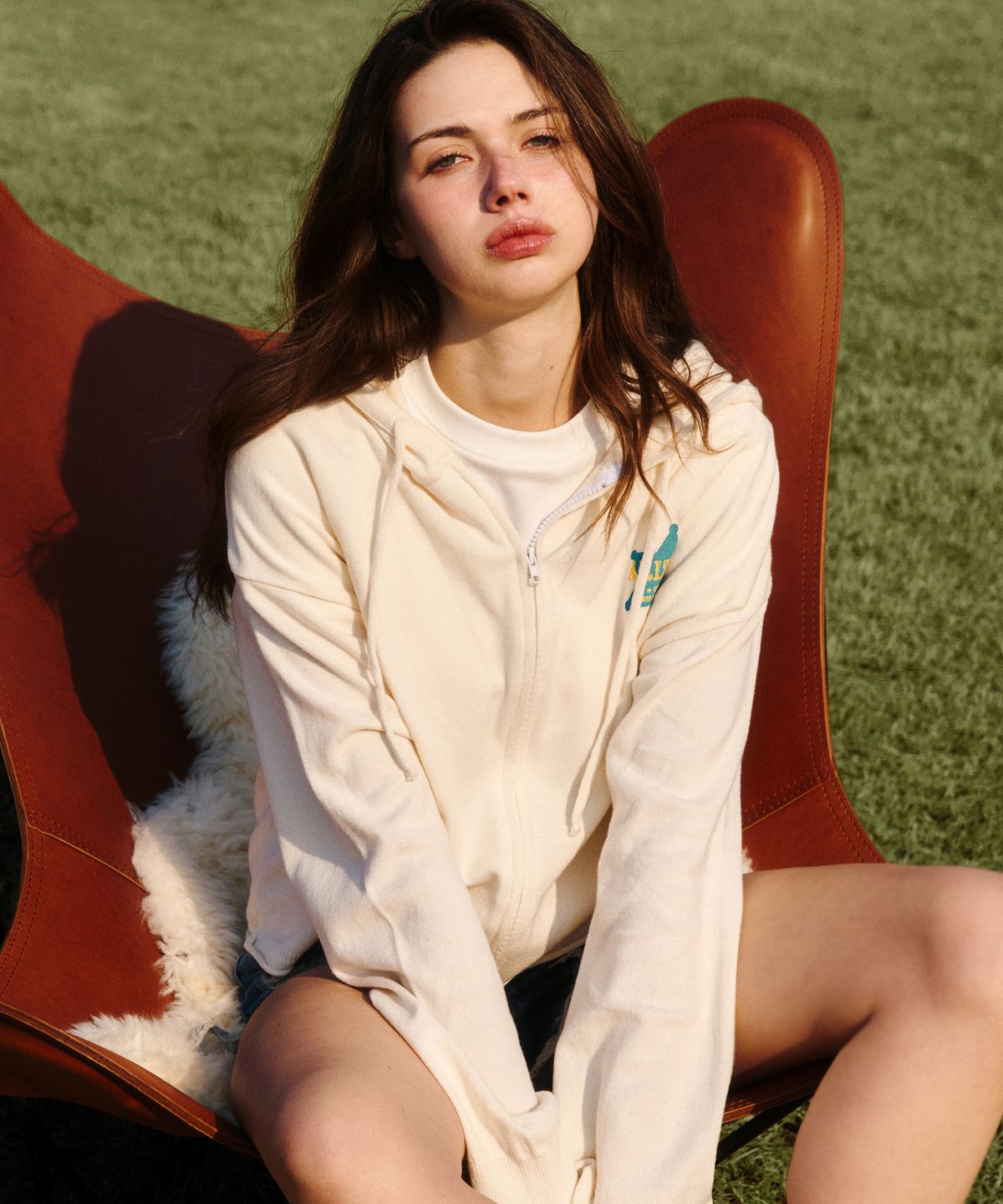 에르에르(ERER) Hooded Knit Zip-Up Ivory