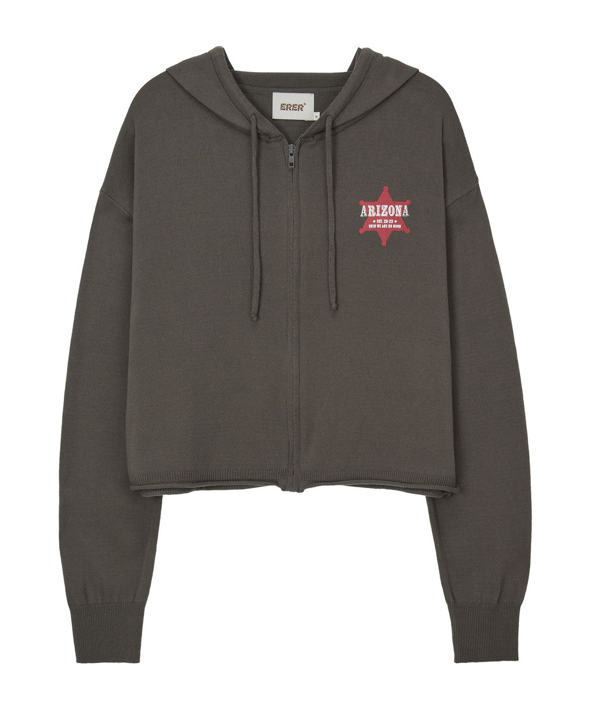 에르에르(ERER) Hooded Knit Zip-Up Charcoal