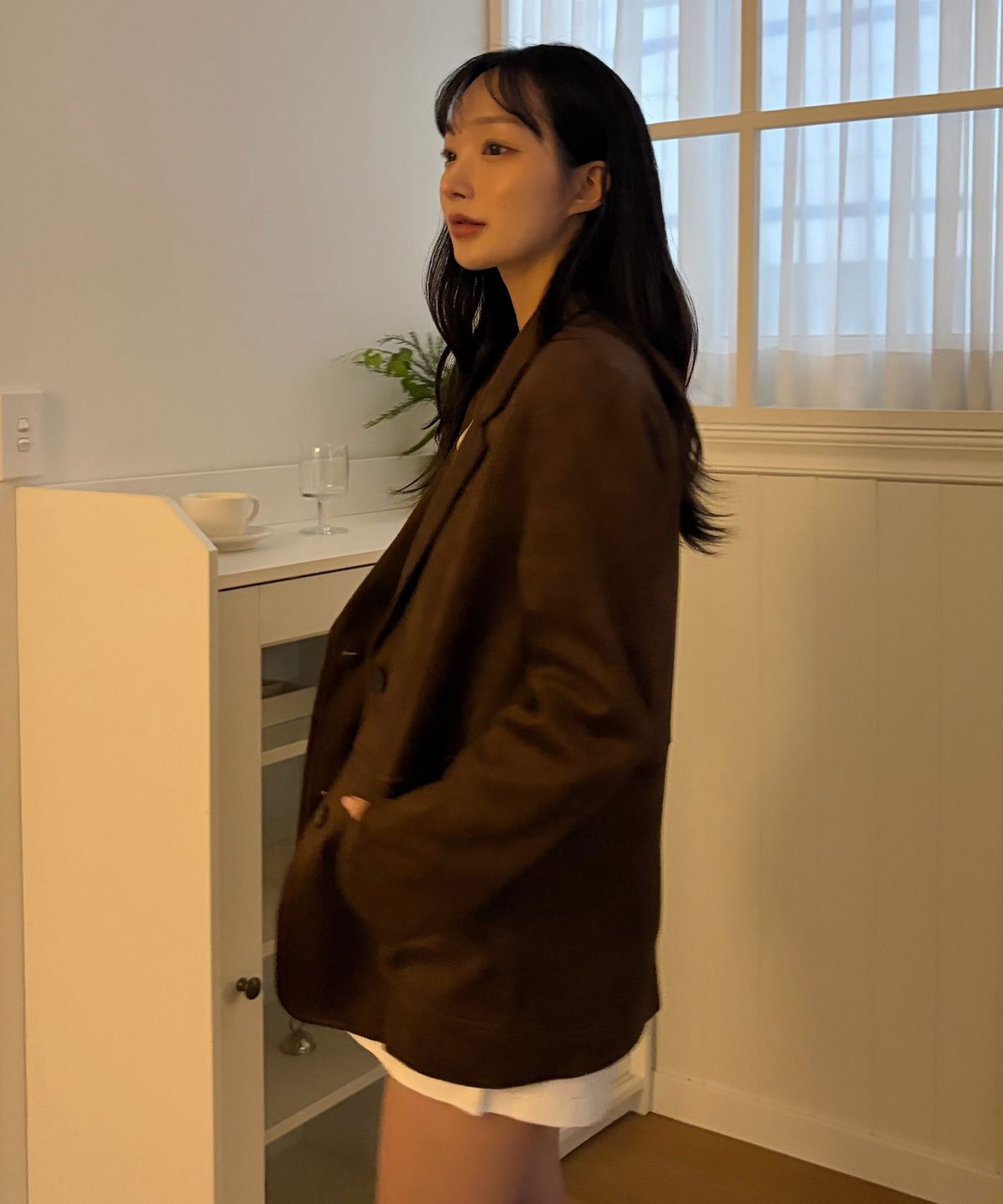 마인드브릿지 우먼(MIND BRIDGE WOMEN) [ON][W]다크 브라운 스웨이드 오버핏 자켓