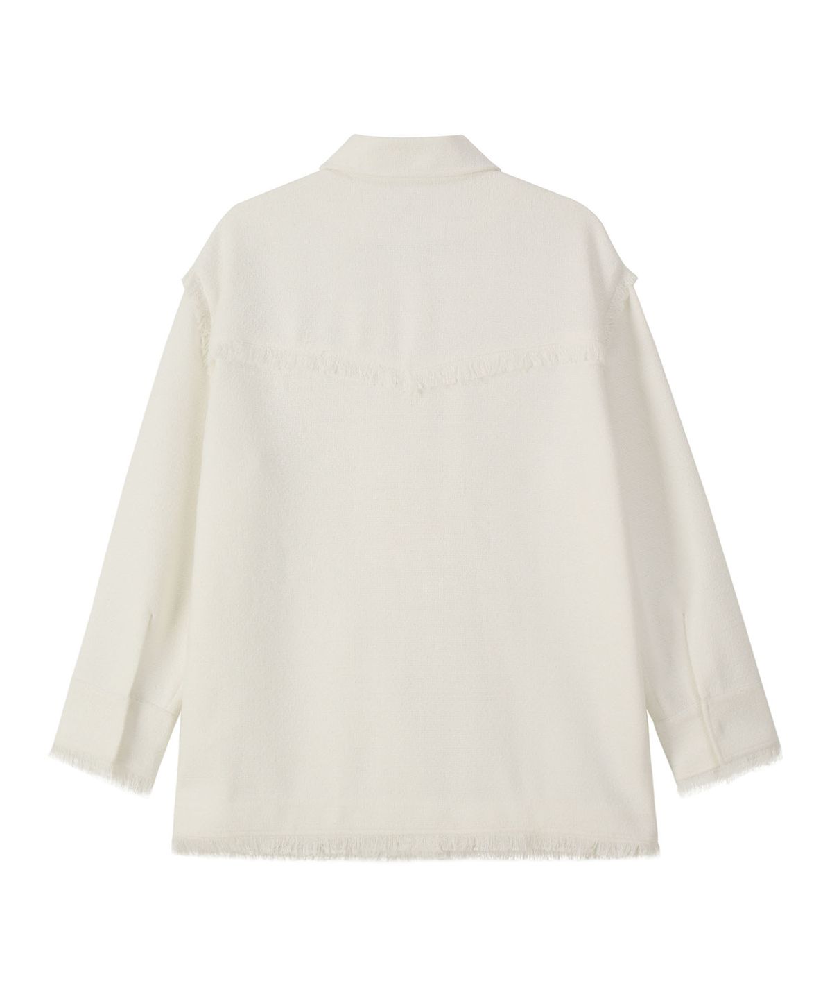 에르에르(ERER) Overfit Fringe Tweed Shirt Jacket White
