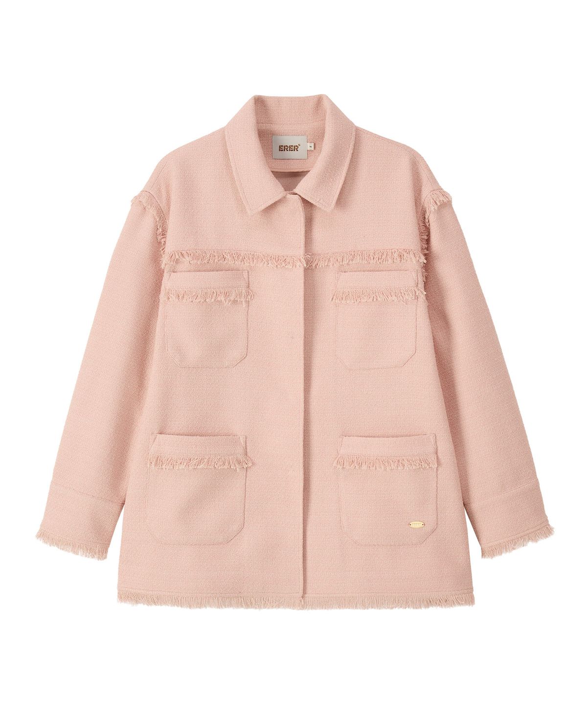 에르에르(ERER) Overfit Fringe Tweed Shirt Jacket Pink