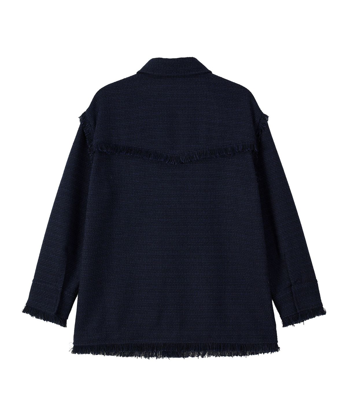에르에르(ERER) Overfit Fringe Tweed Shirt Jacket Navy