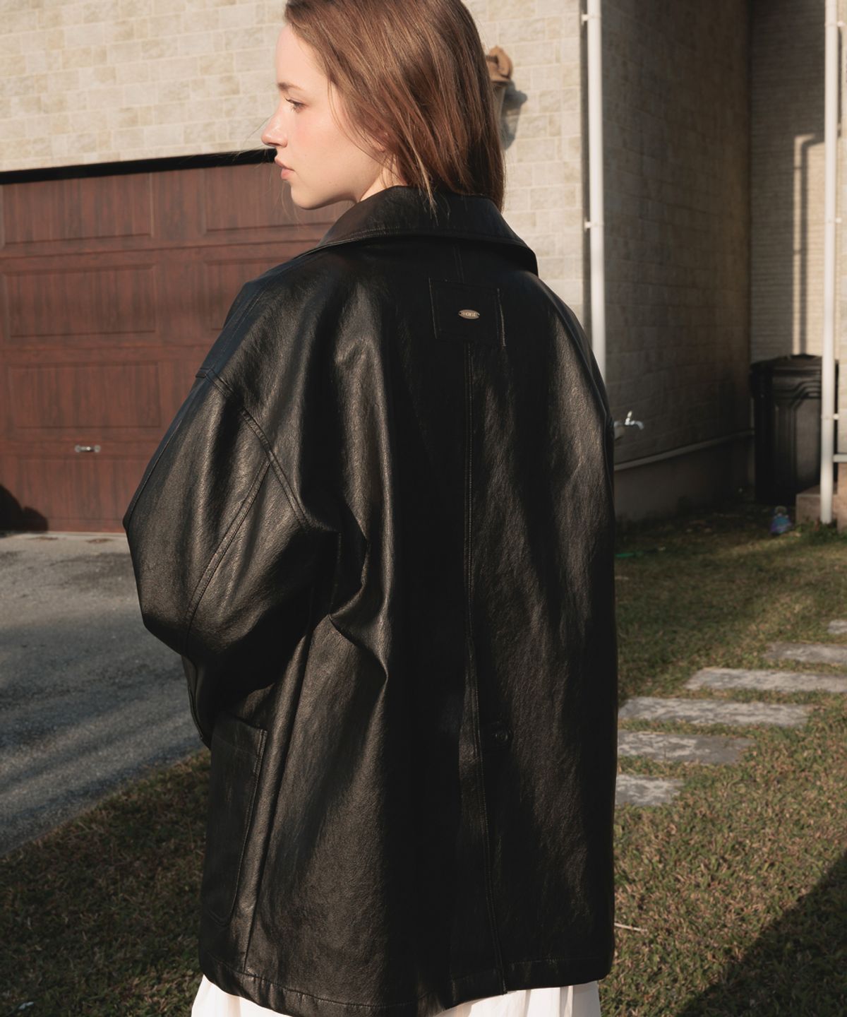 드헤베(DEHEVE) Classic Leather Half Jacket [Black]