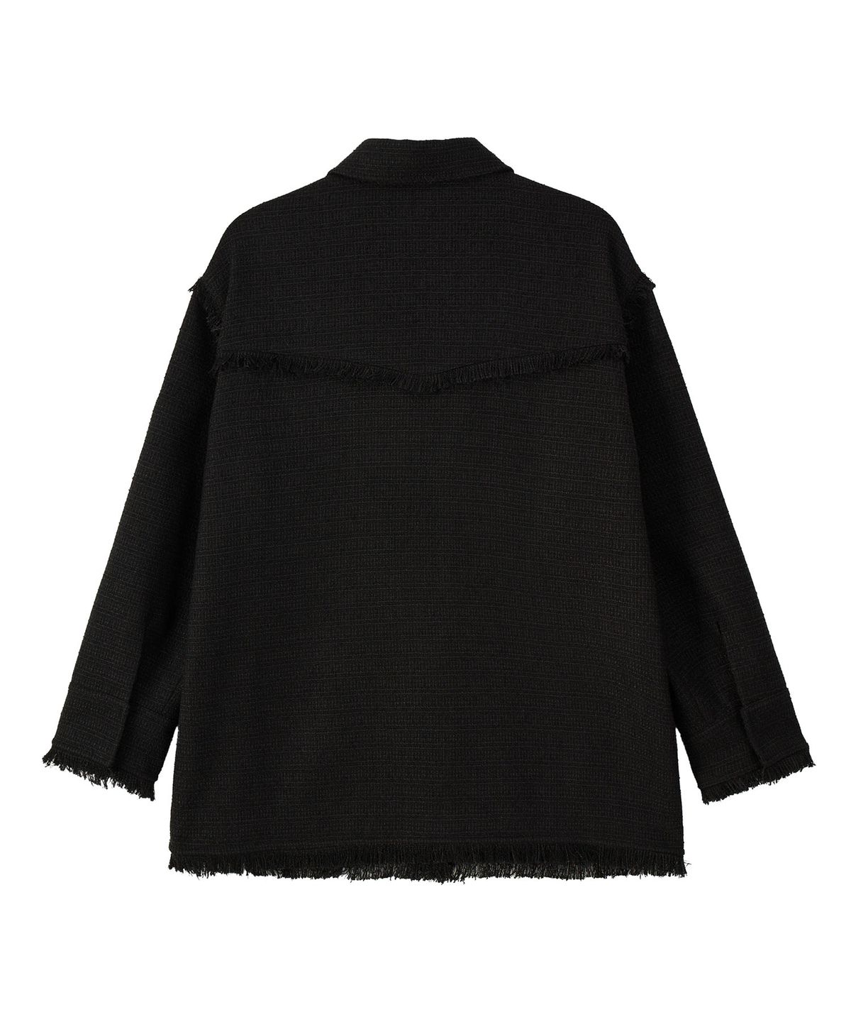 에르에르(ERER) Overfit Fringe Tweed Shirt Jacket Black