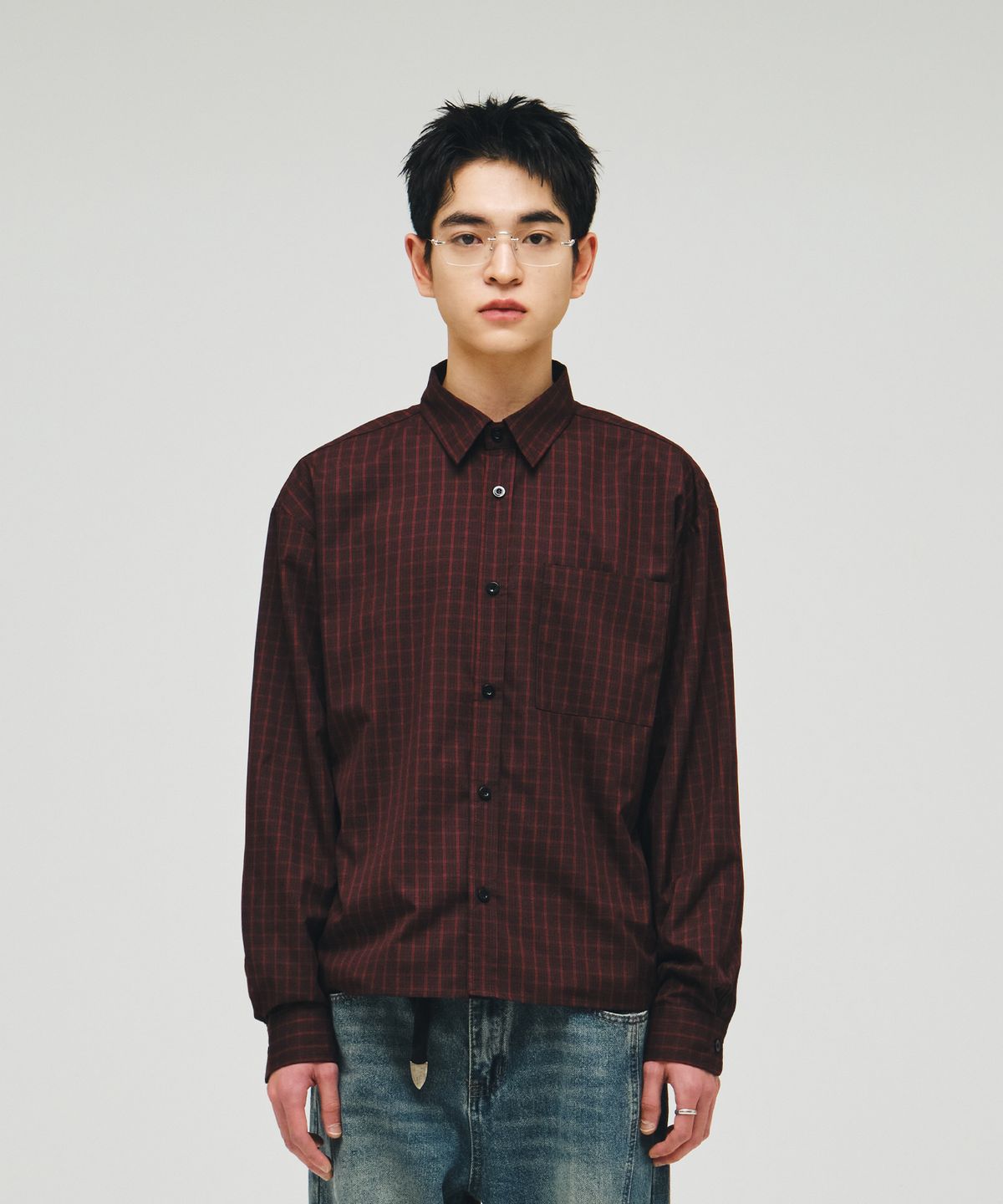이코르(ECORR) 데일리 크롭 체크 셔츠 : 5COLOR