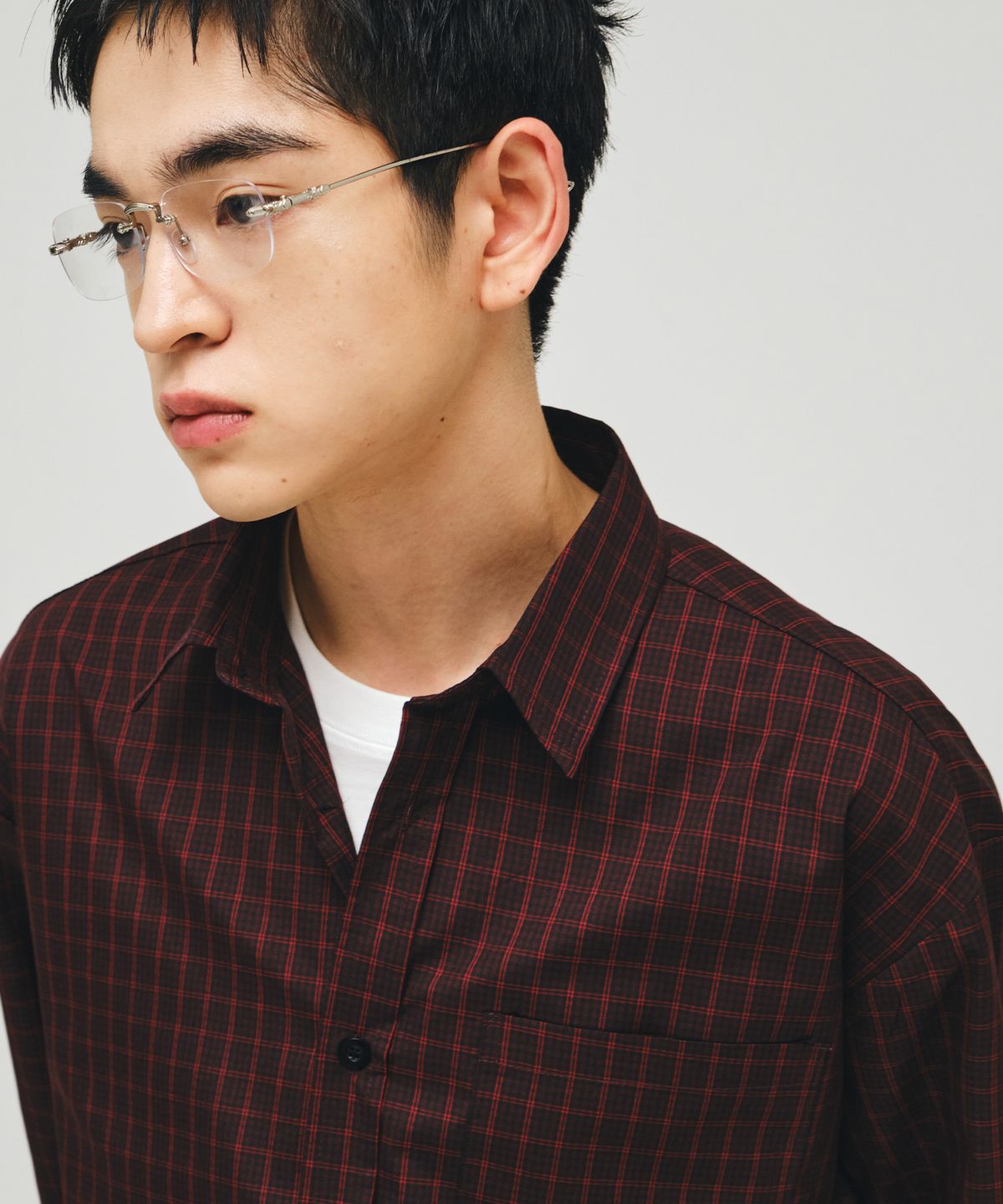 이코르(ECORR) 데일리 크롭 체크 셔츠 : 5COLOR