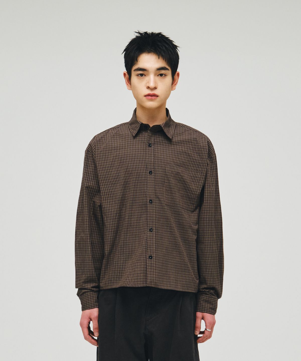 이코르(ECORR) 데일리 크롭 체크 셔츠 : 5COLOR