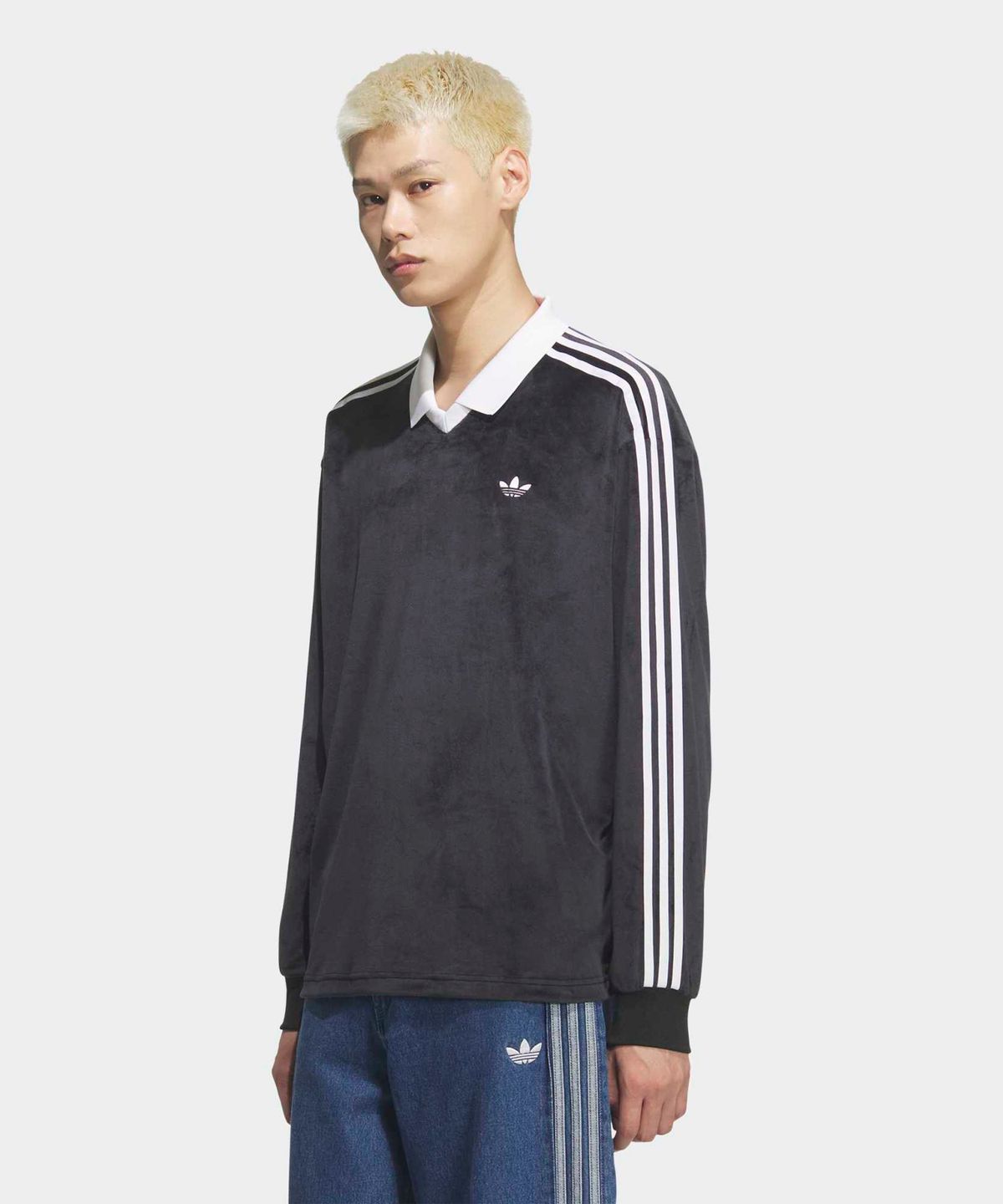 아디다스(ADIDAS) 벨루어 폴로 롱 슬리브 - 블랙 / KQ5485