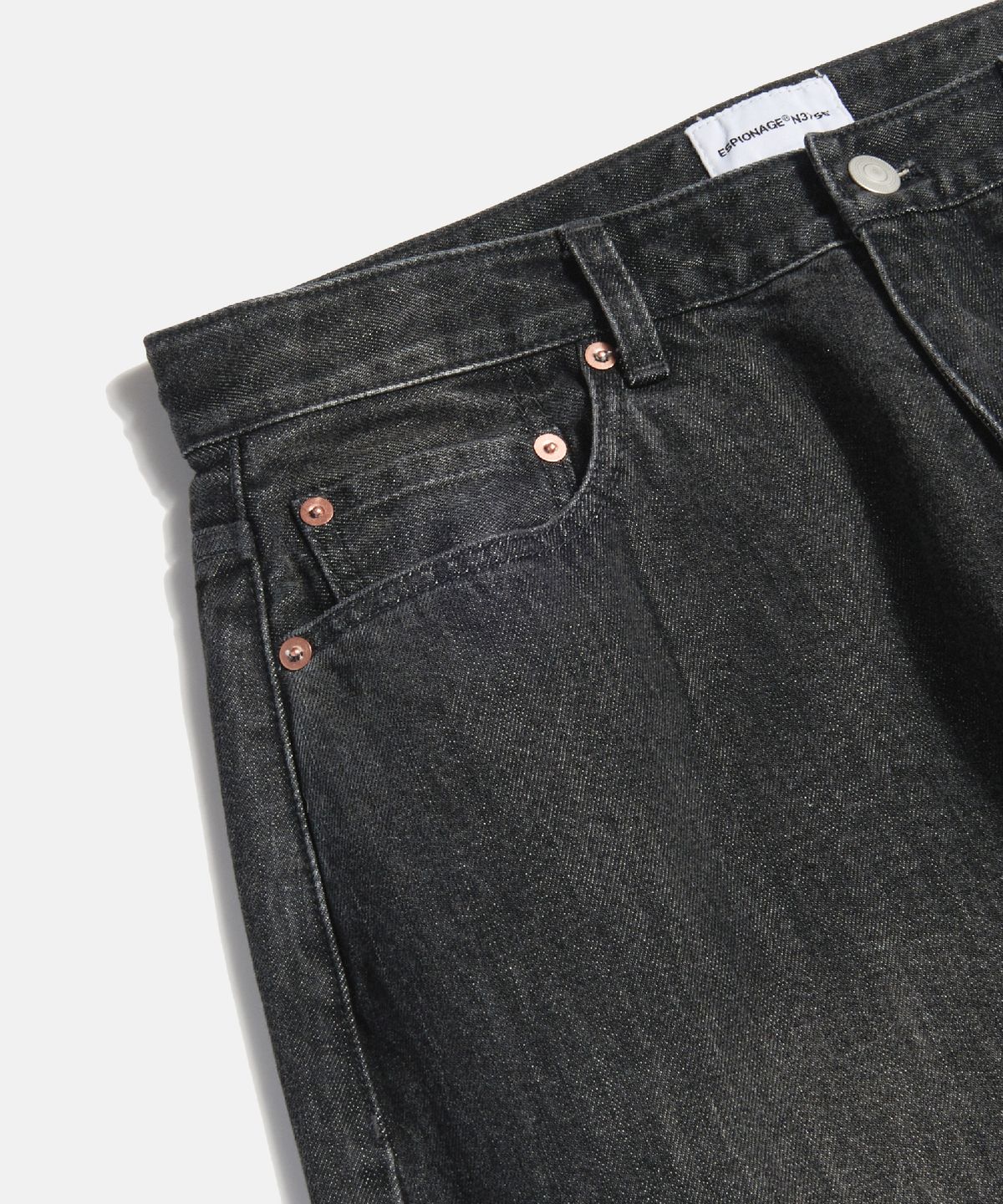에스피오나지(ESPIONAGE) Selvedge Relaxed Denim Pants Faded Black