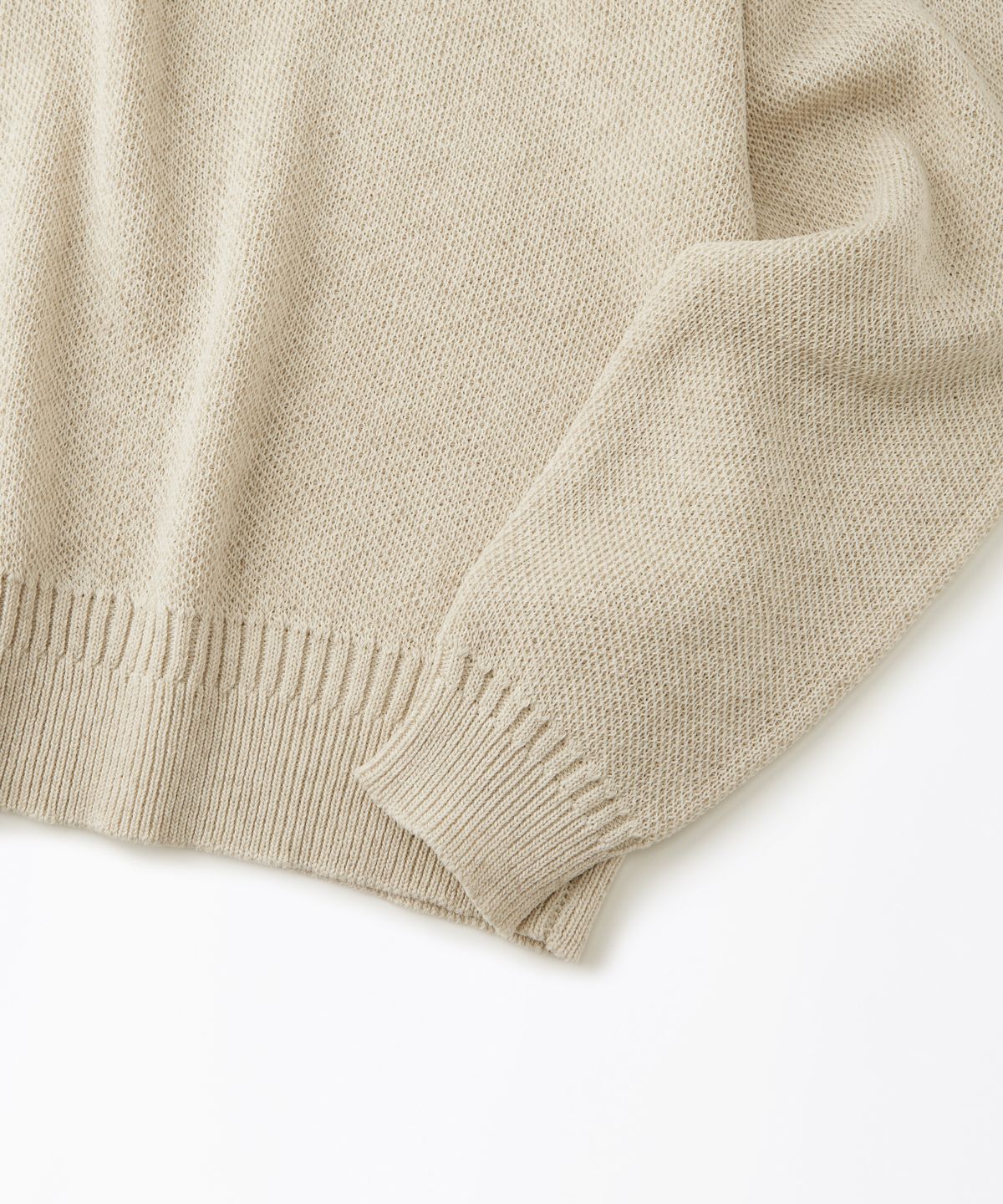 아웃스탠딩(OUTSTANDING) LINEN FISHERMAN CREW NECK KNIT_ECRU